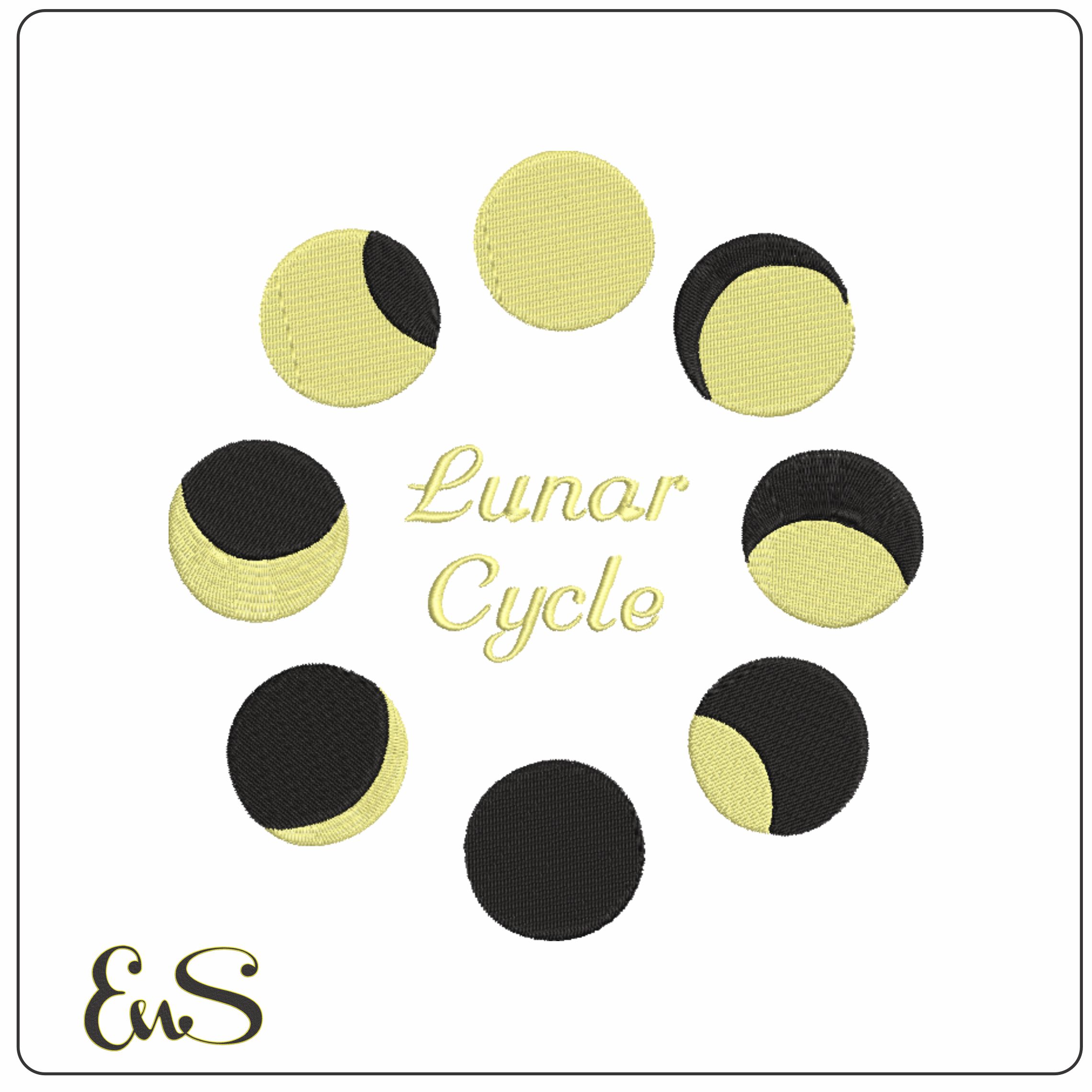 Lunar Cycle- Elegant embroidery design file - instant download