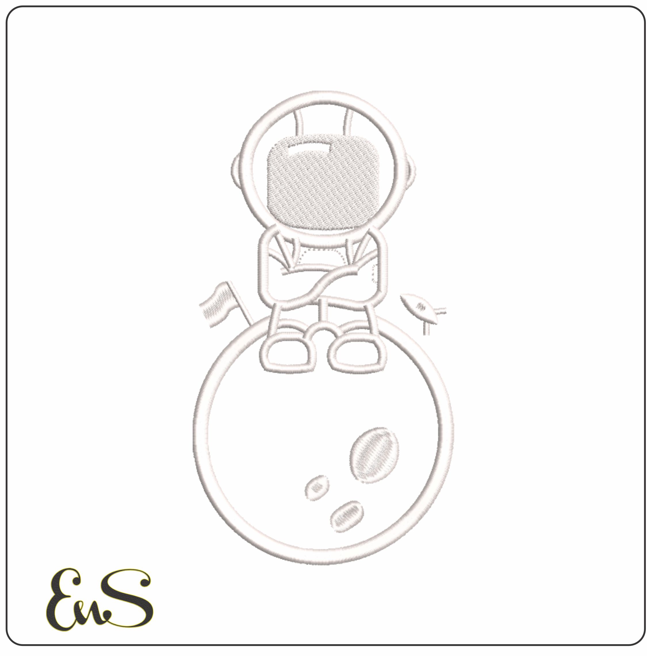 Man on the moon- Elegant embroidery design file - instant download