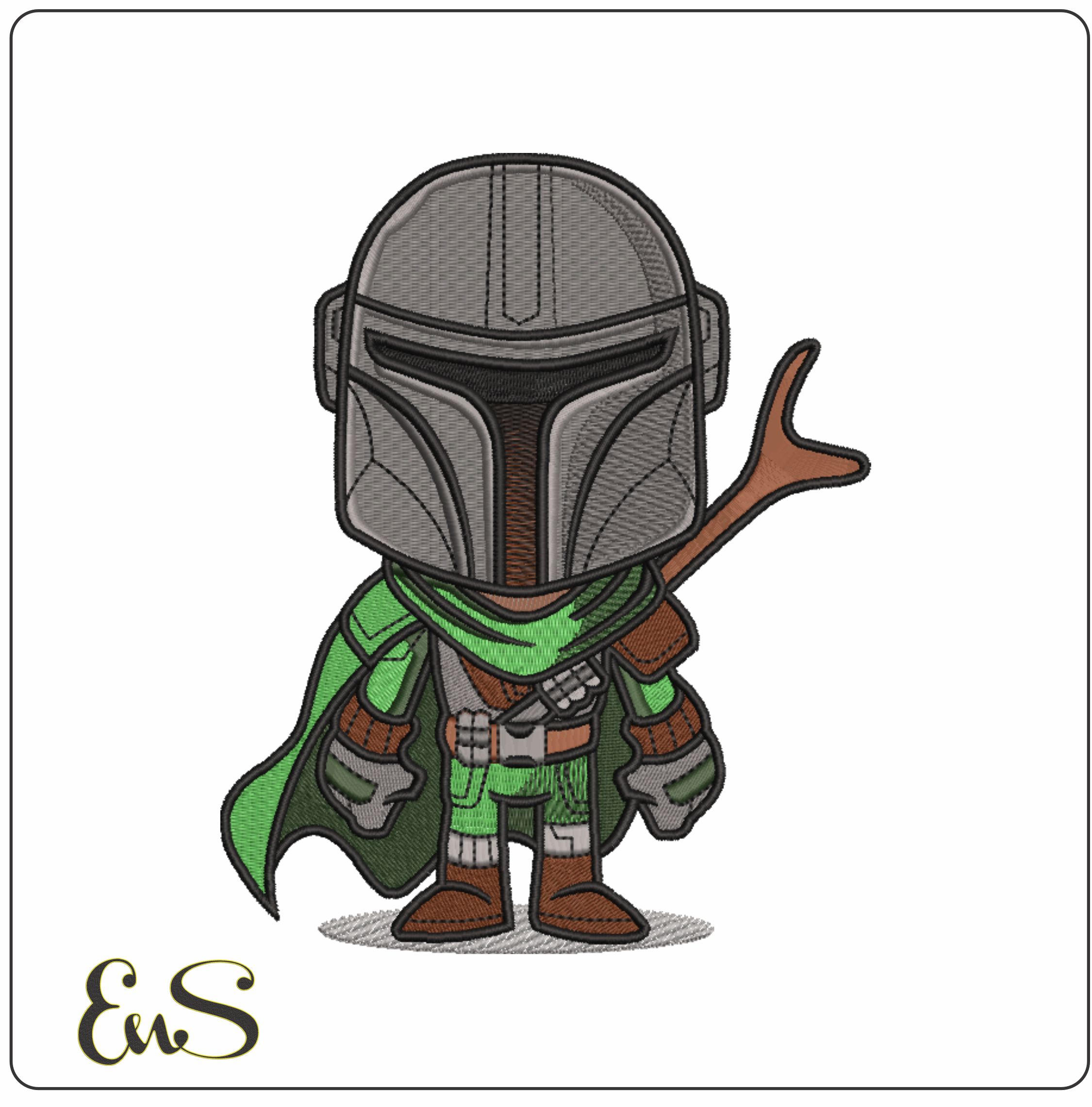Mandalorian Cartoon- Elegant embroidery design file - instant download