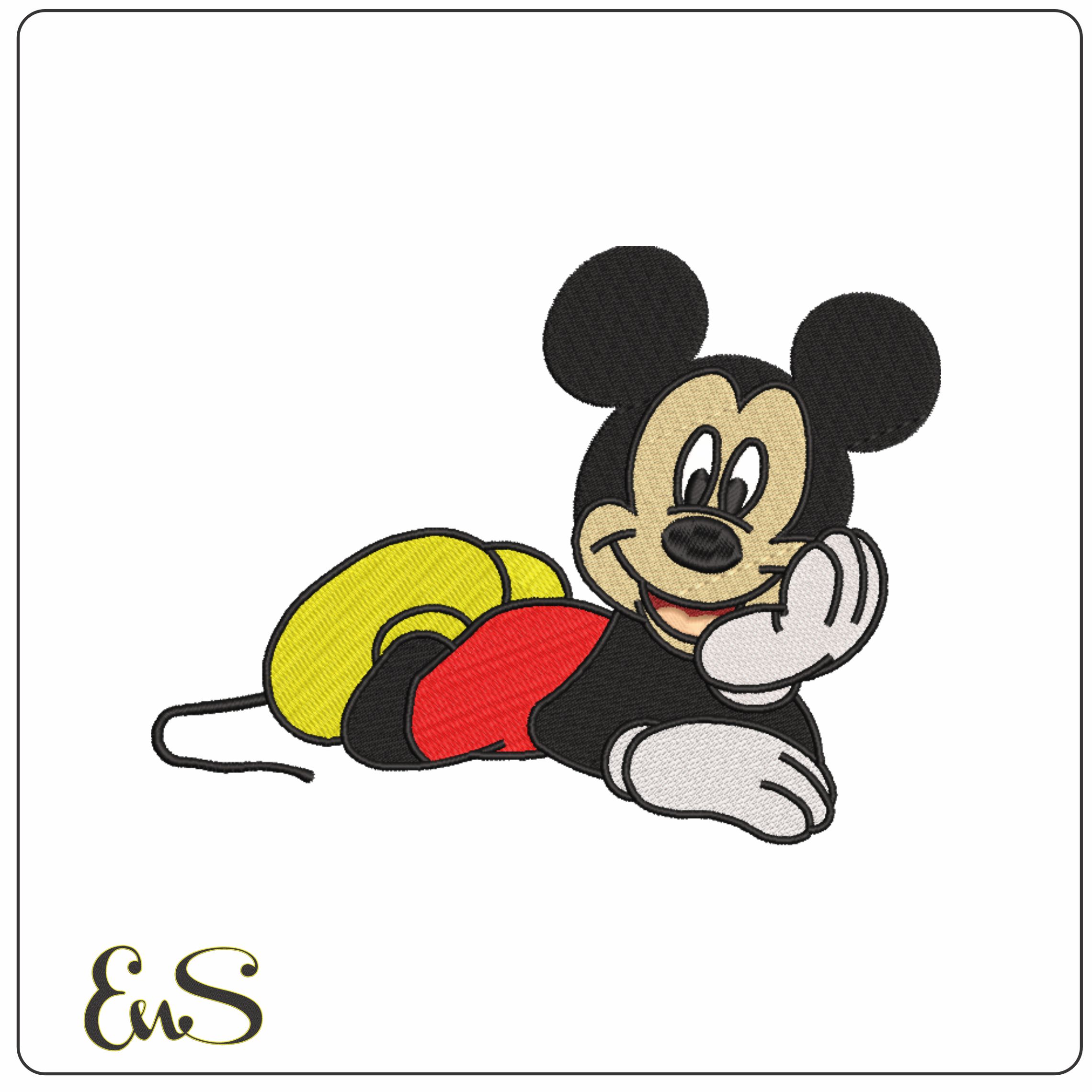 Mickey Lay Down- Elegant embroidery design file - instant download