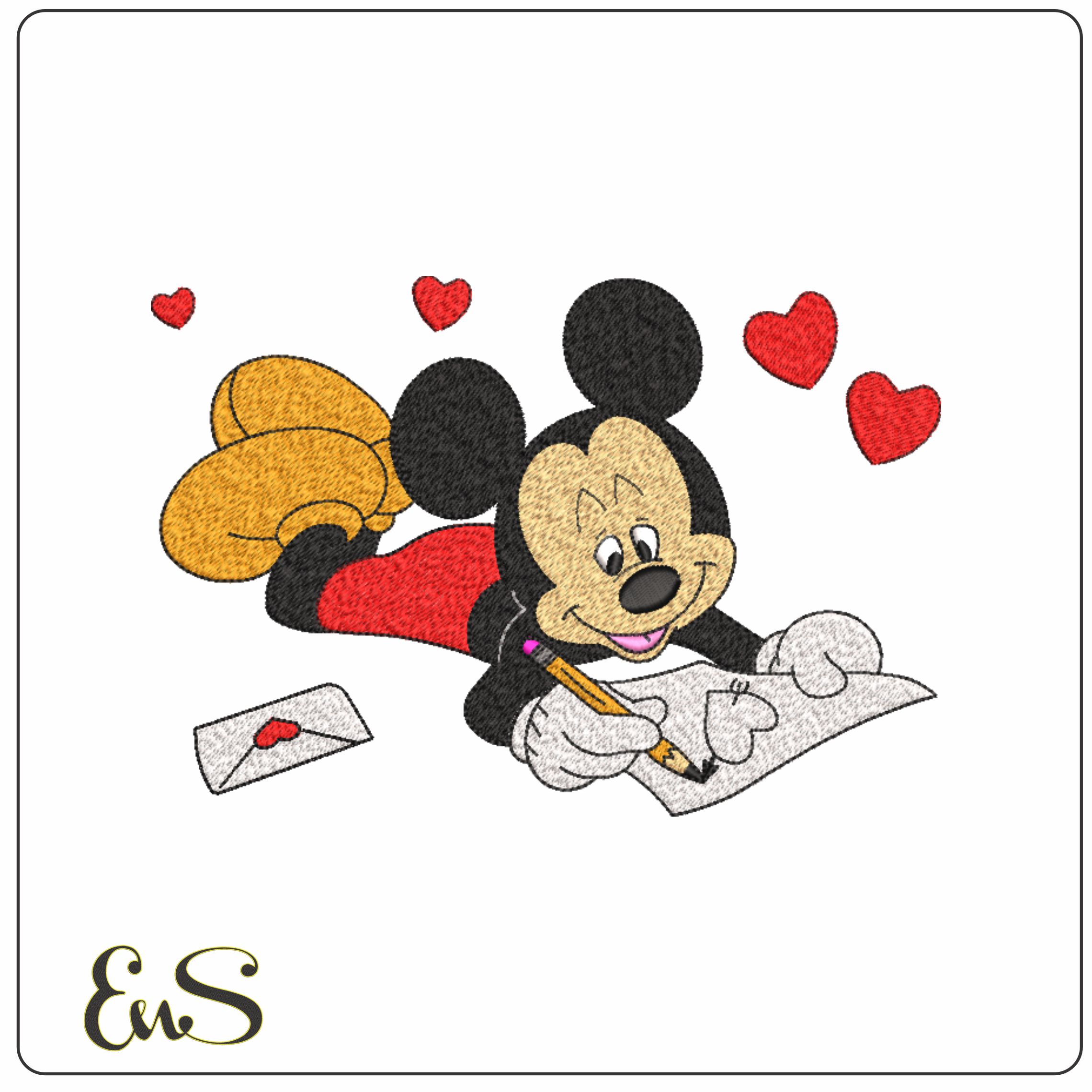 Mickey Mouse Valentine love letters- Elegant embroidery design file - instant download
