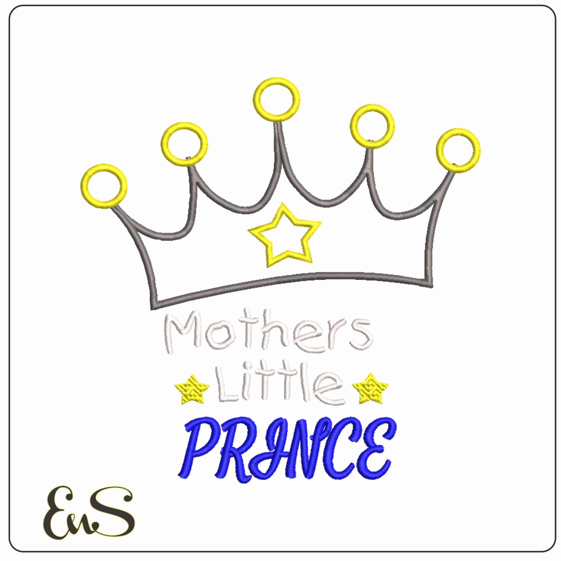 Mothers Little Prince- Elegant embroidery design file - instant download