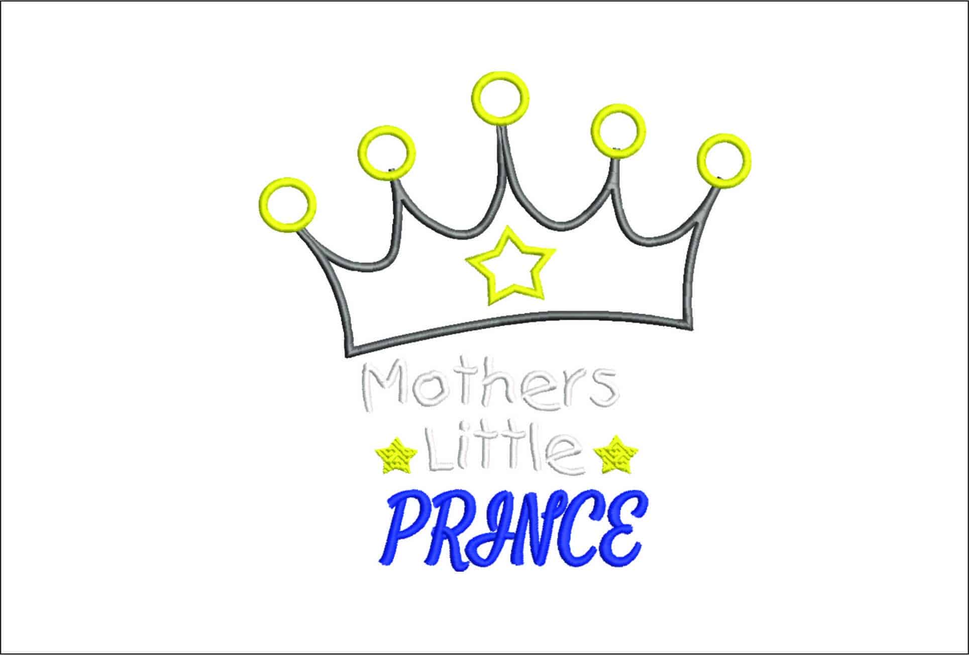 Mothers Little Prince- Elegant embroidery design file - instant download
