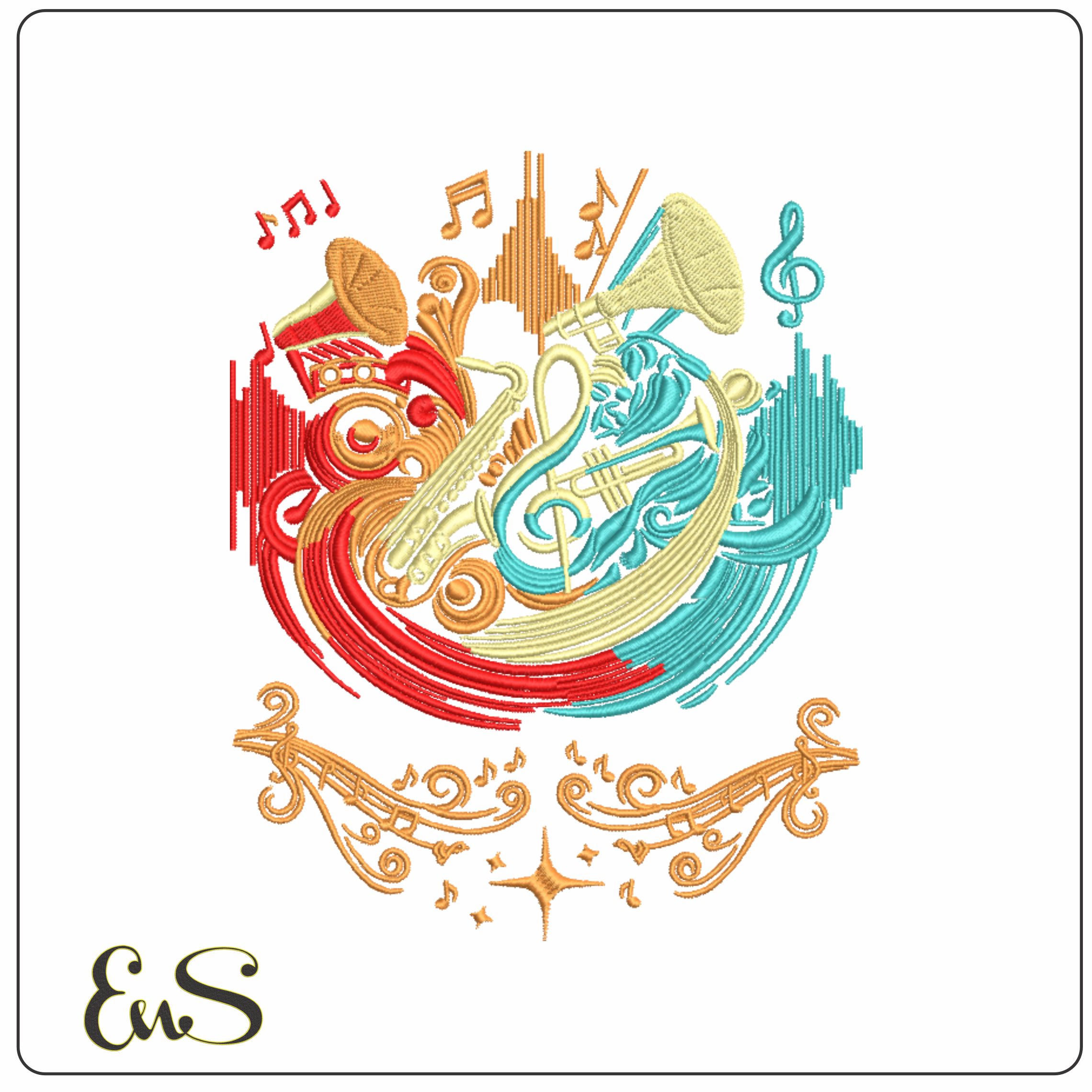 Music Band- Elegant embroidery design file - instant download