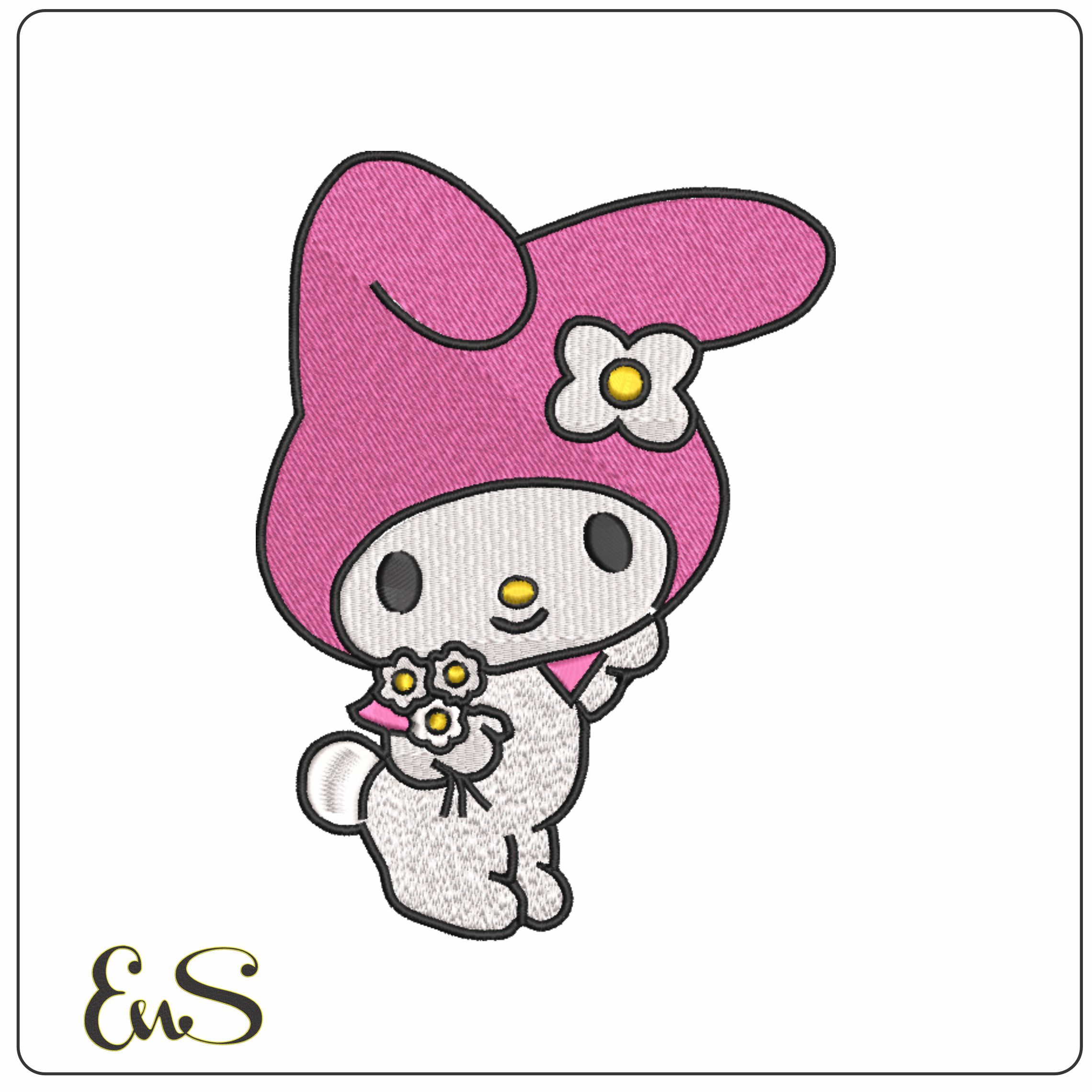 My Melody Flowers- Elegant embroidery design file - instant download
