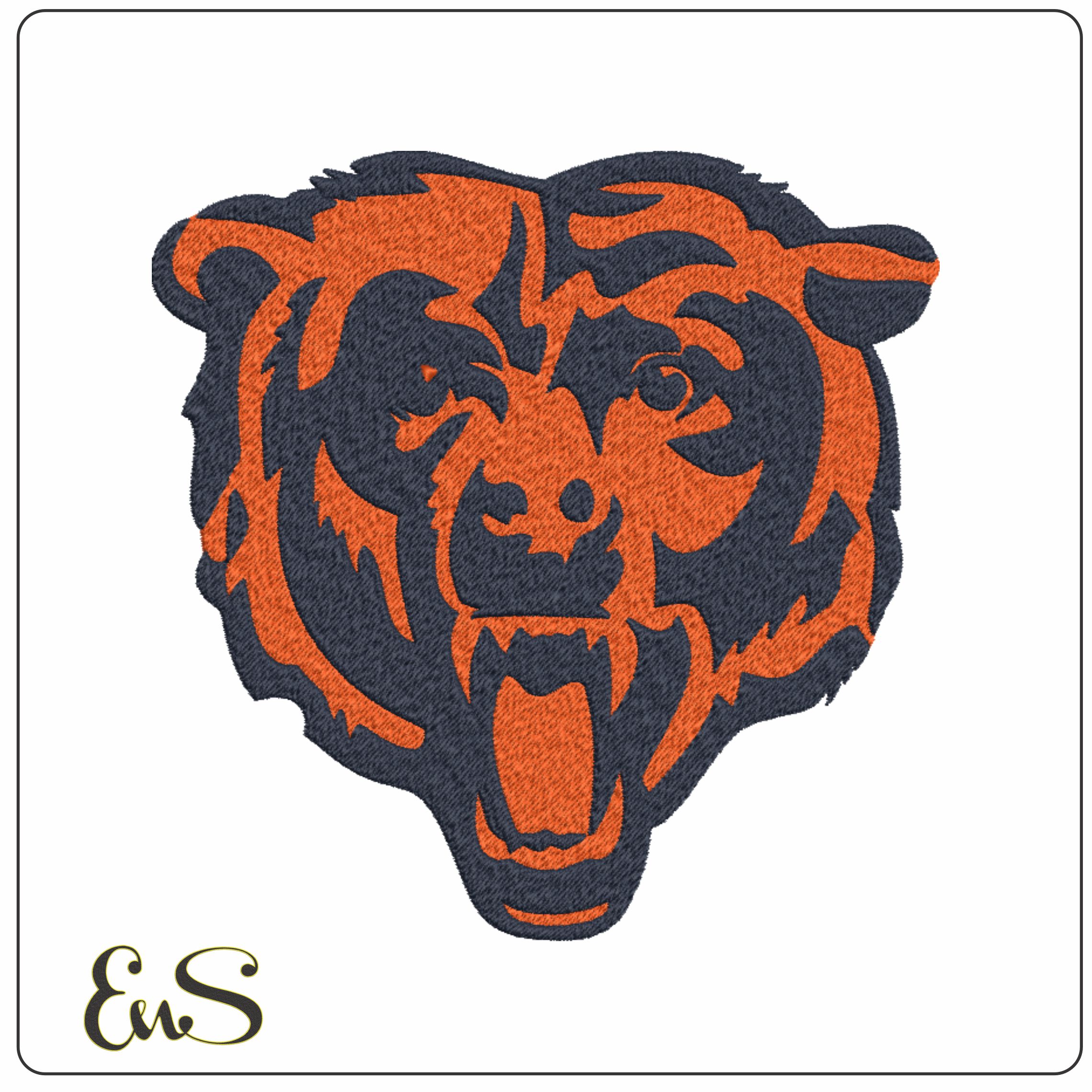 Chicago Bear- Elegant embroidery design file - instant download