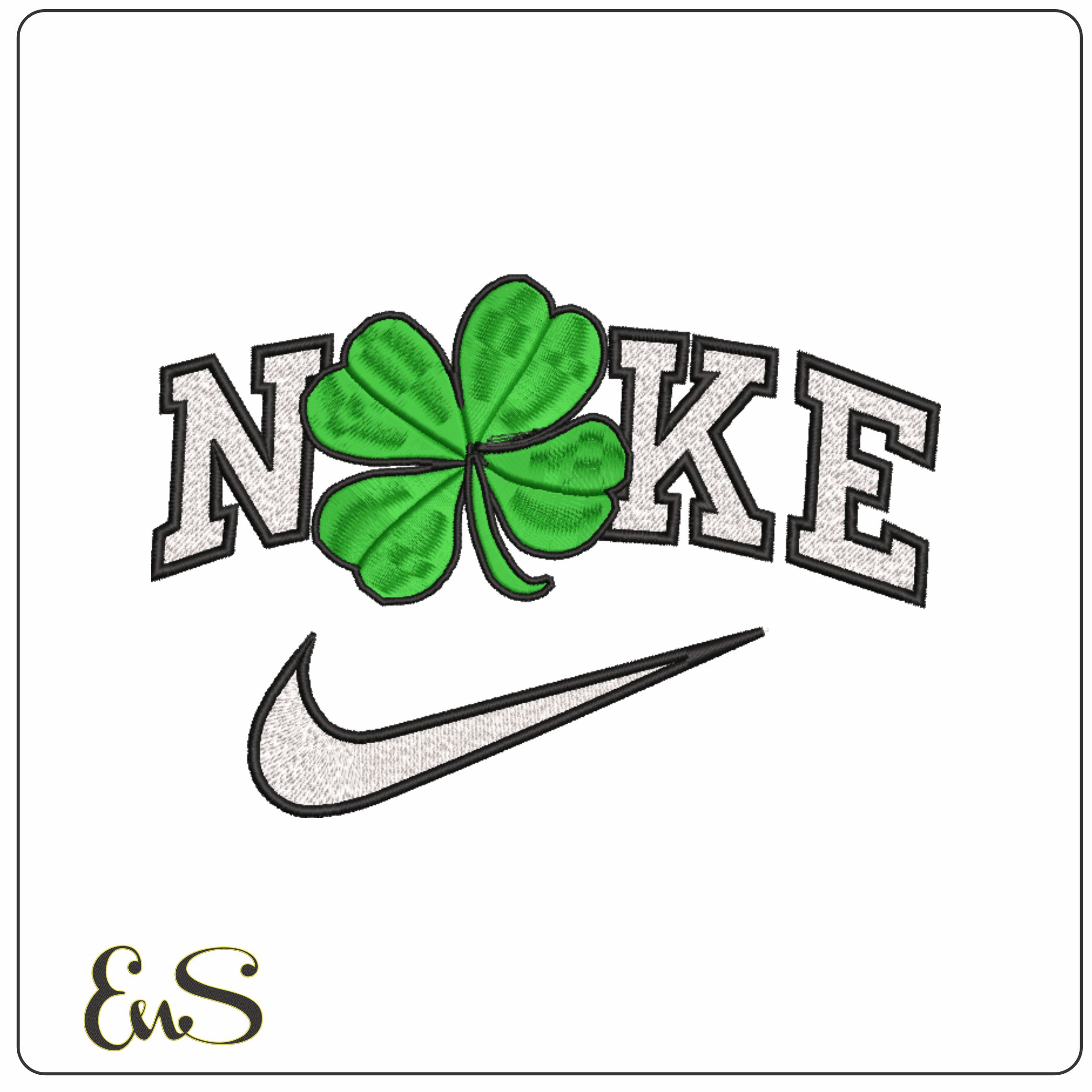 Nike 4 Leaf Clover- Elegant embroidery design file - instant download