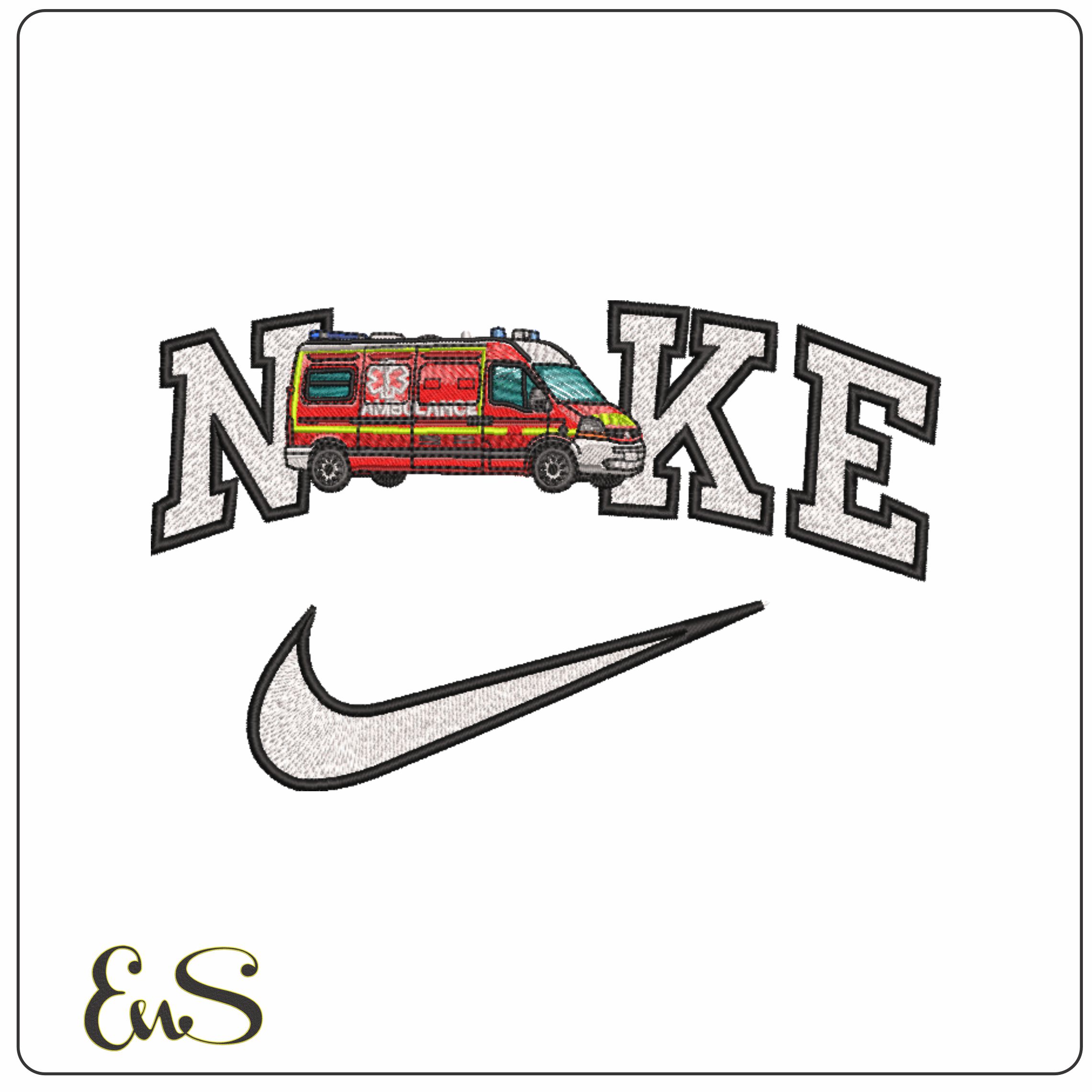 Nike Ambulance- Elegant embroidery design file - instant download