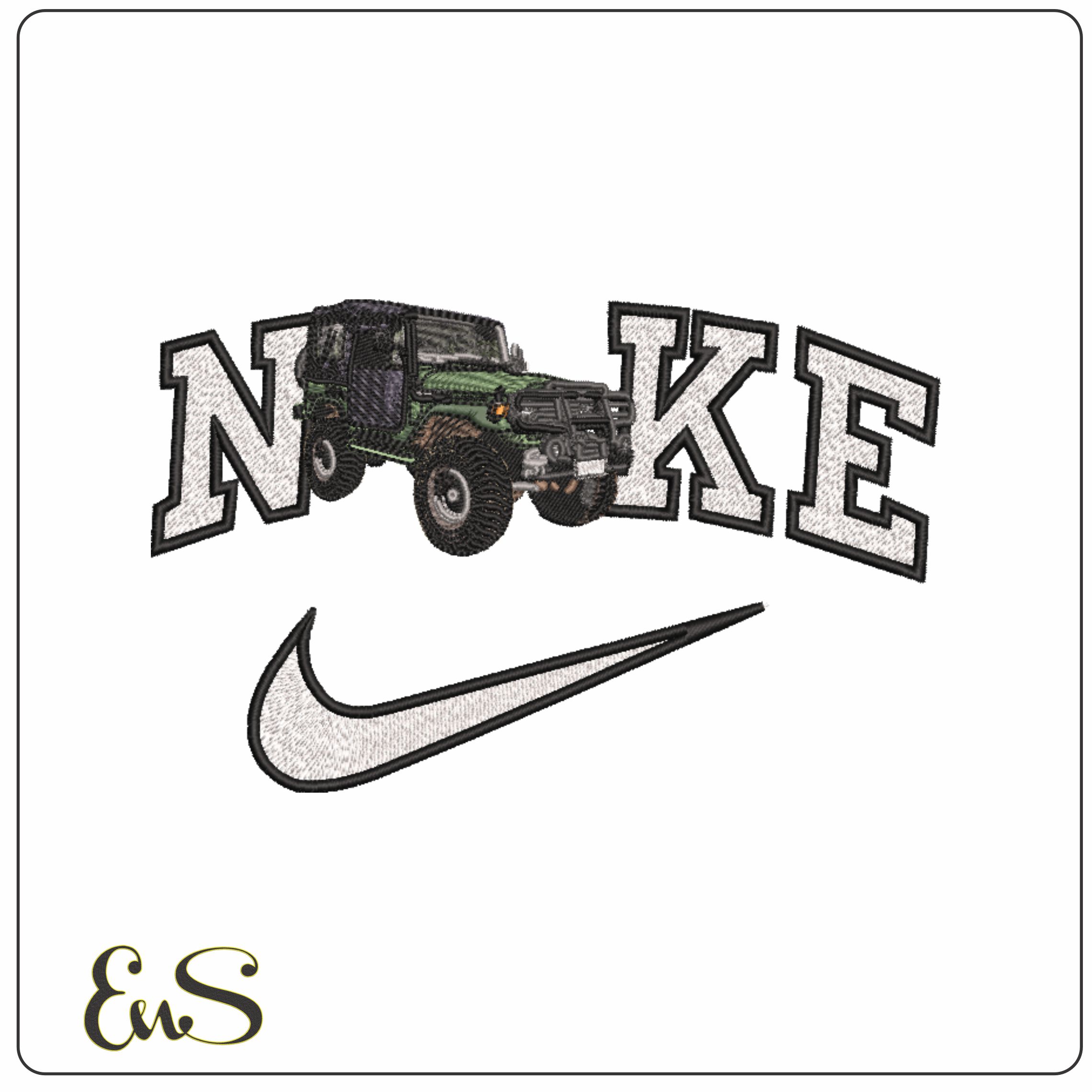 Nike Army Jeep- Elegant embroidery design file - instant download