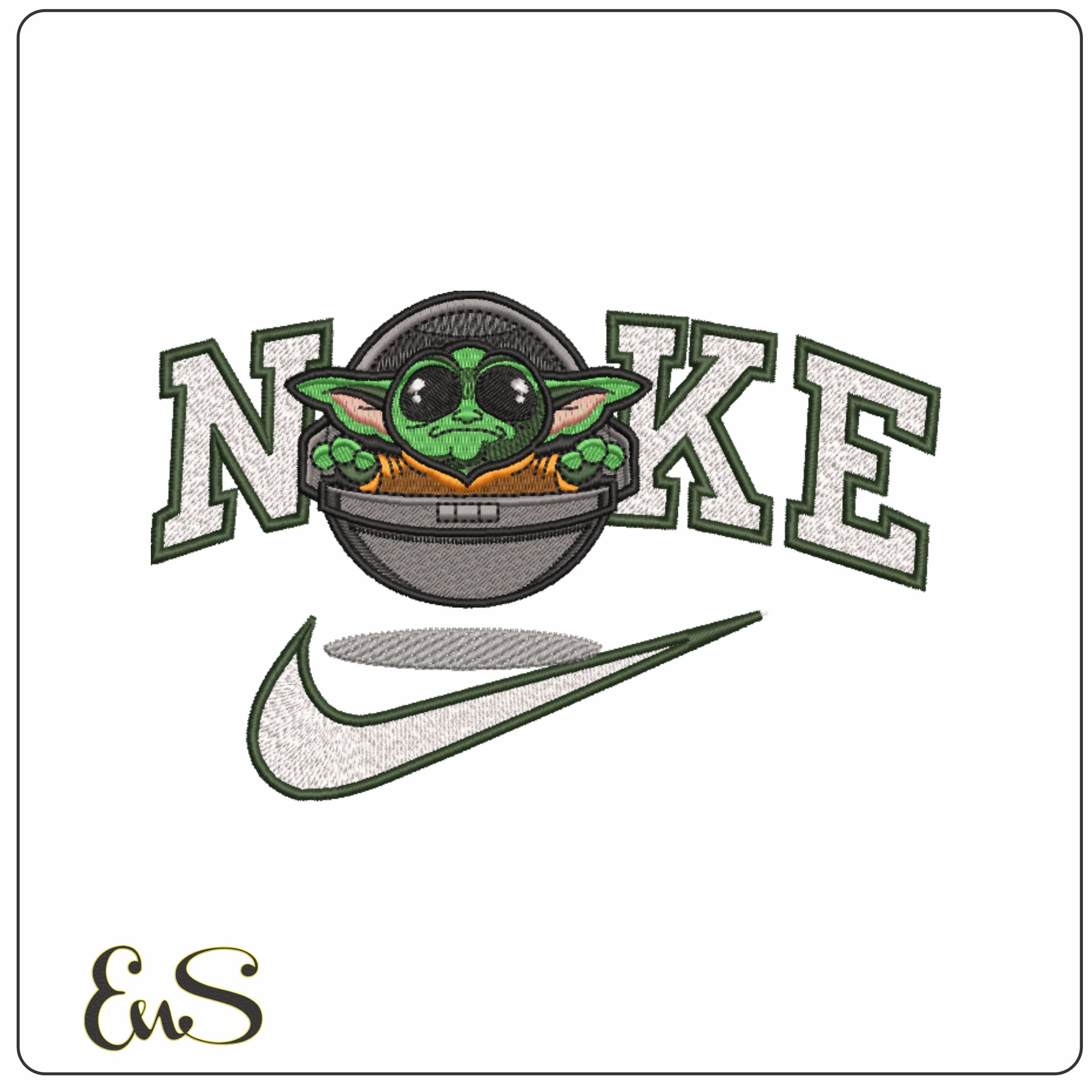Nike Baby Yoda Capsule Cartoon- Elegant embroidery design file - instant download