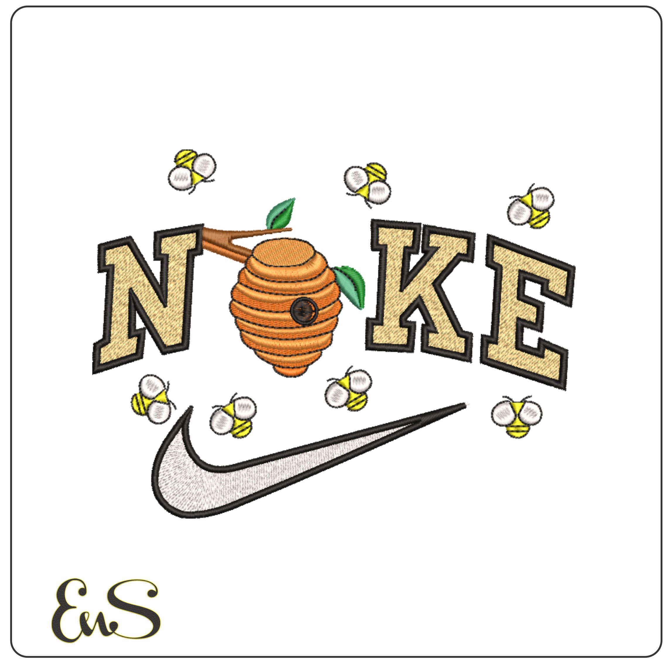 Nike Bee Hive- Elegant embroidery design file - instant download