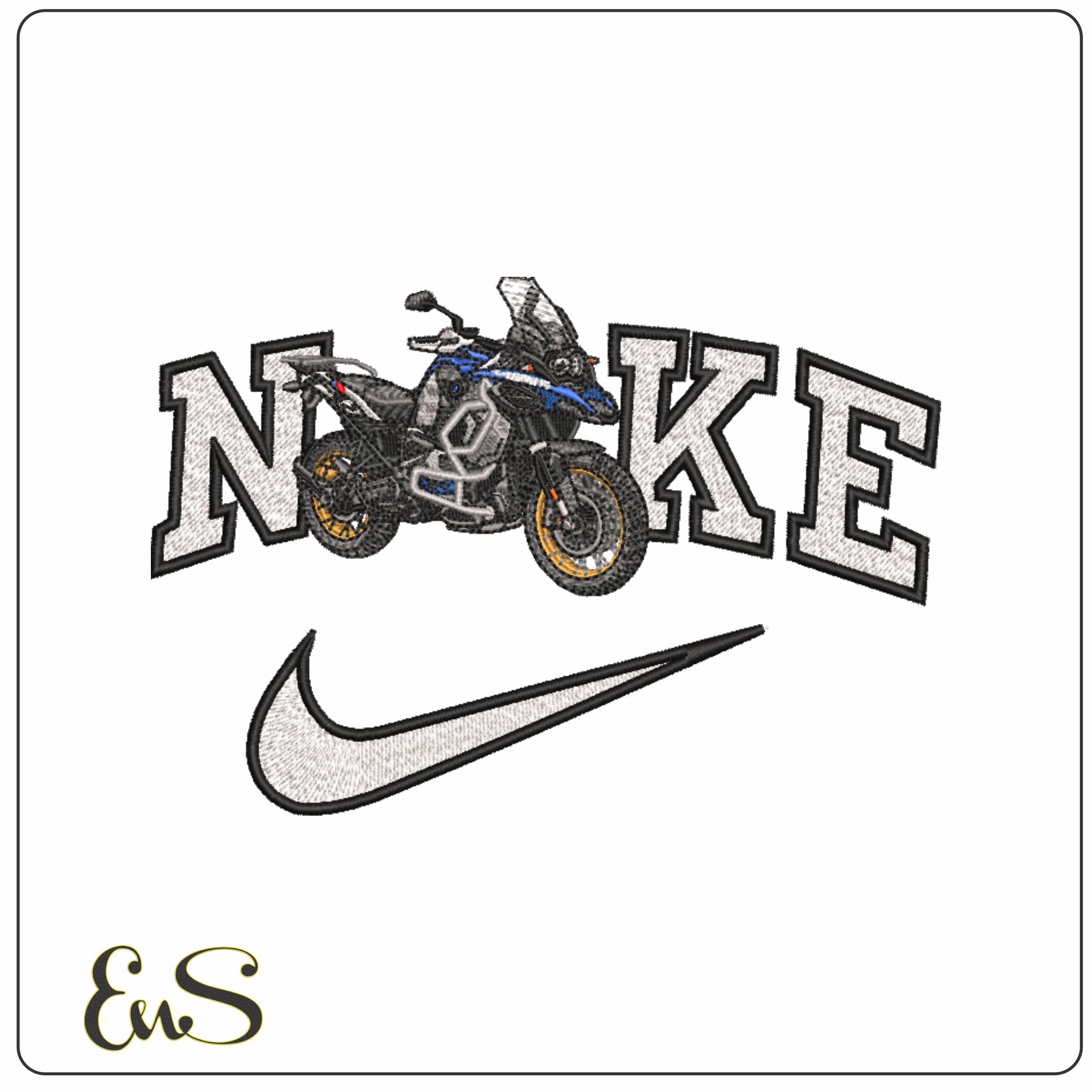 Nike BMW R1200 Motorbike- Elegant embroidery design file - instant download
