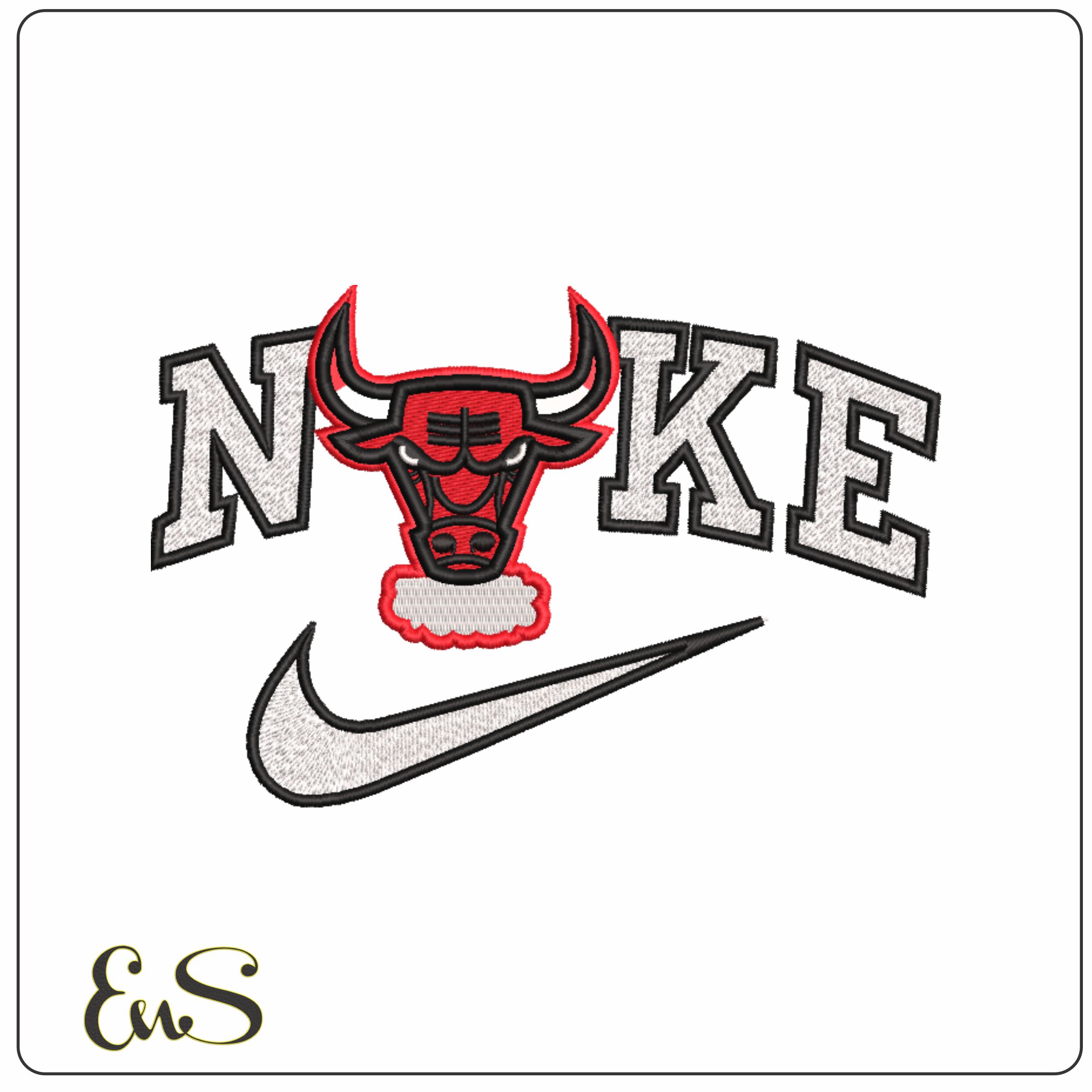 Nike Bull Face Breathing- Elegant embroidery design file - instant download