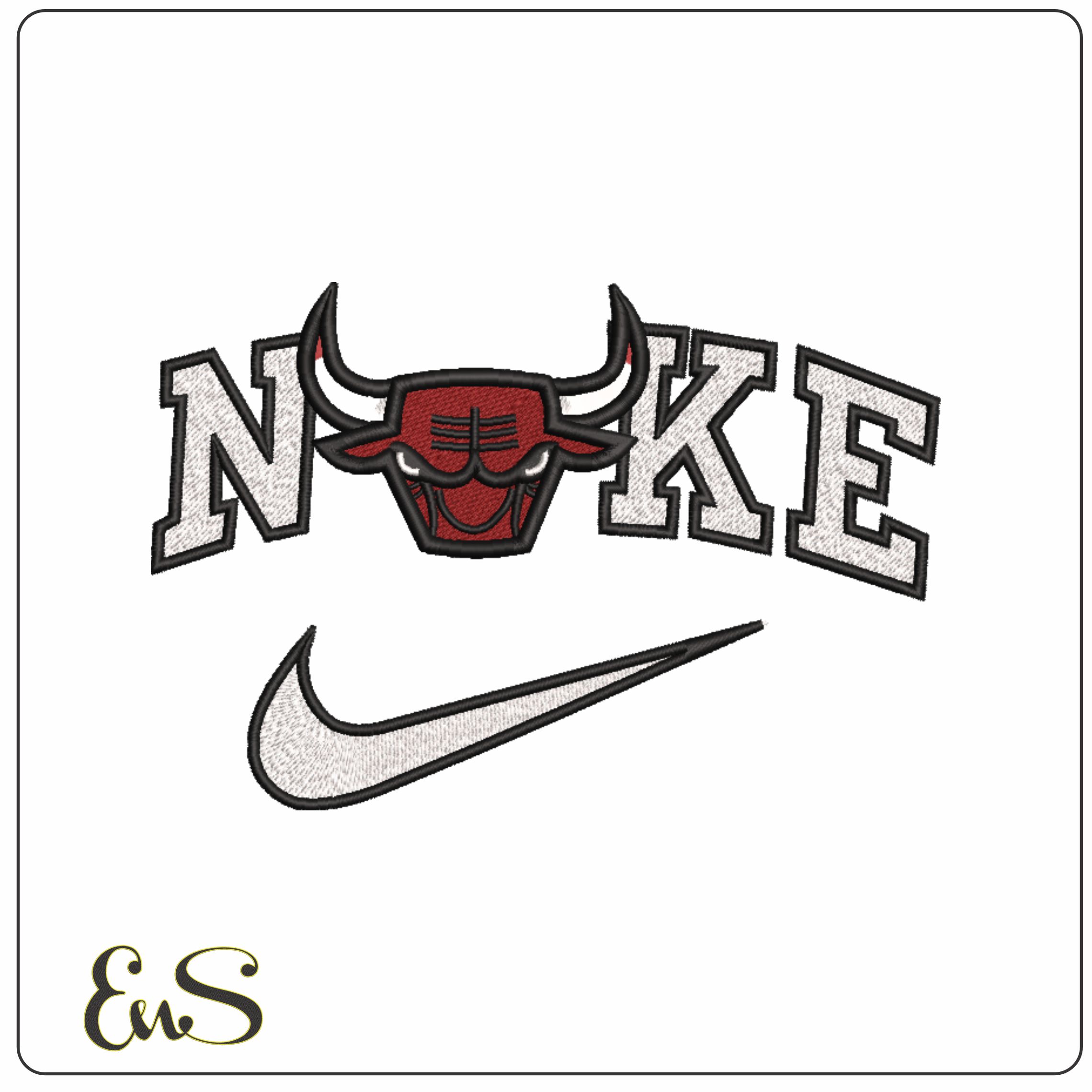 Nike Bulls Eyes and Horns- Elegant embroidery design file - instant download