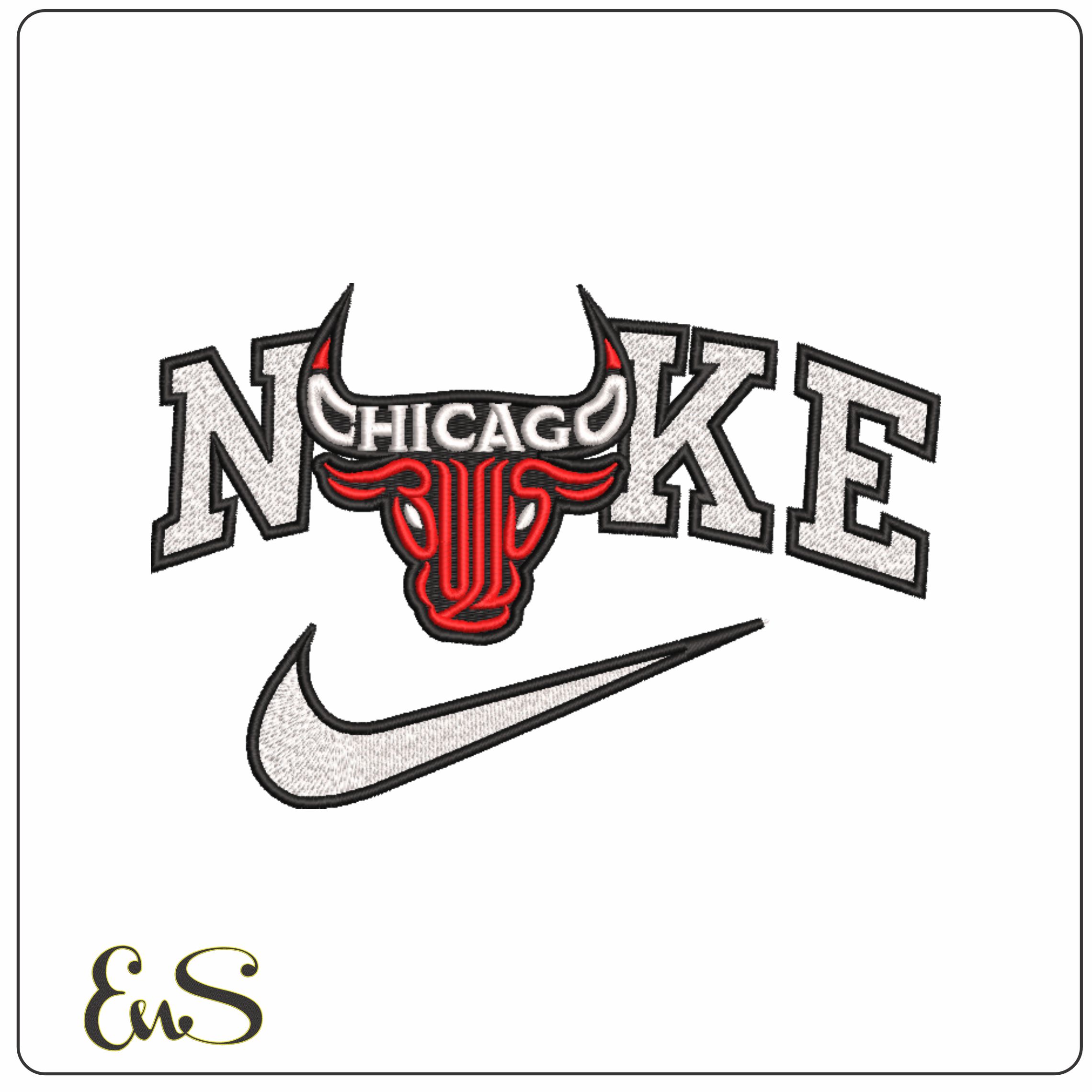Nike Bulls Face Stylized- Elegant embroidery design file - instant download