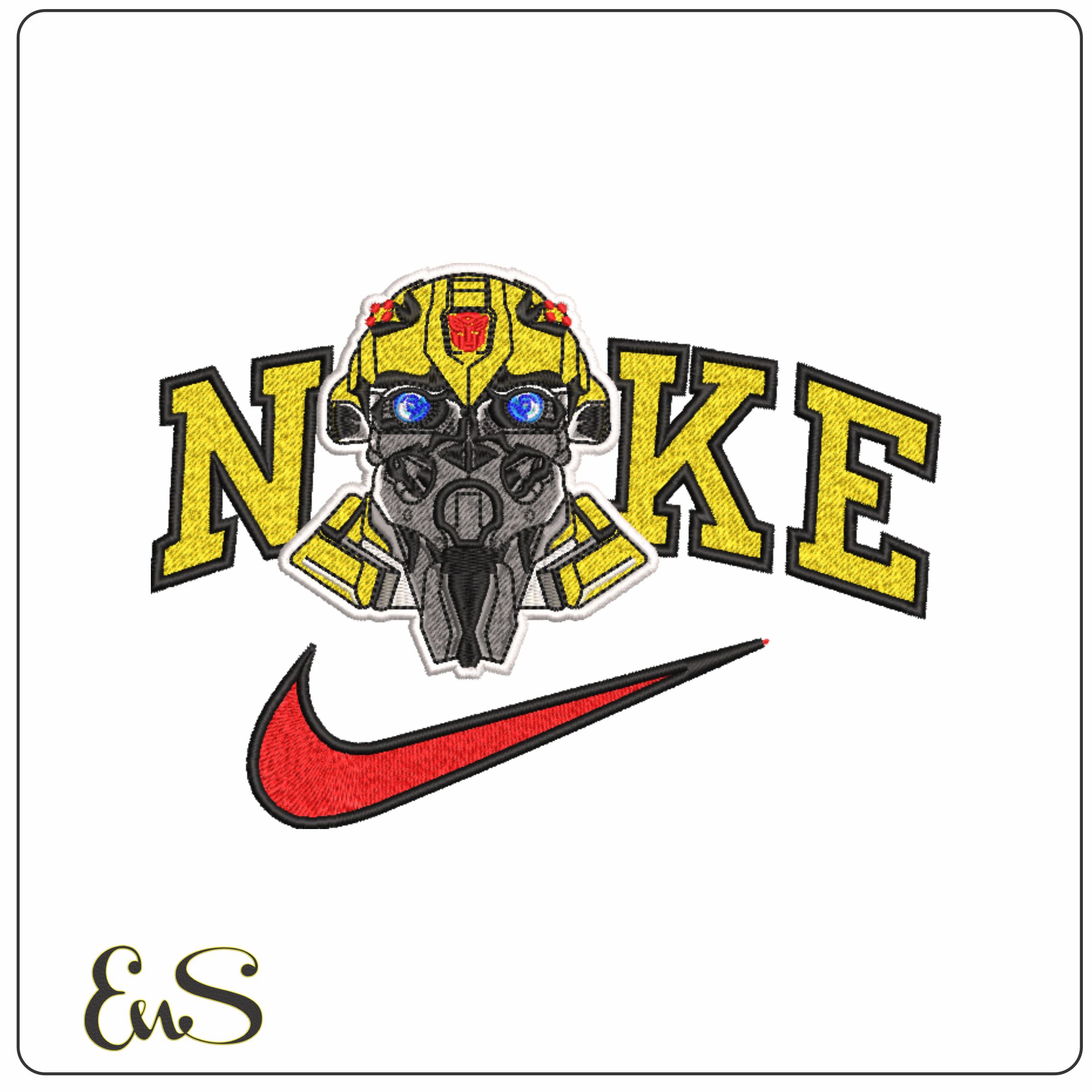 Nike Bumble Bee - Transformer- Elegant embroidery design file - instant download