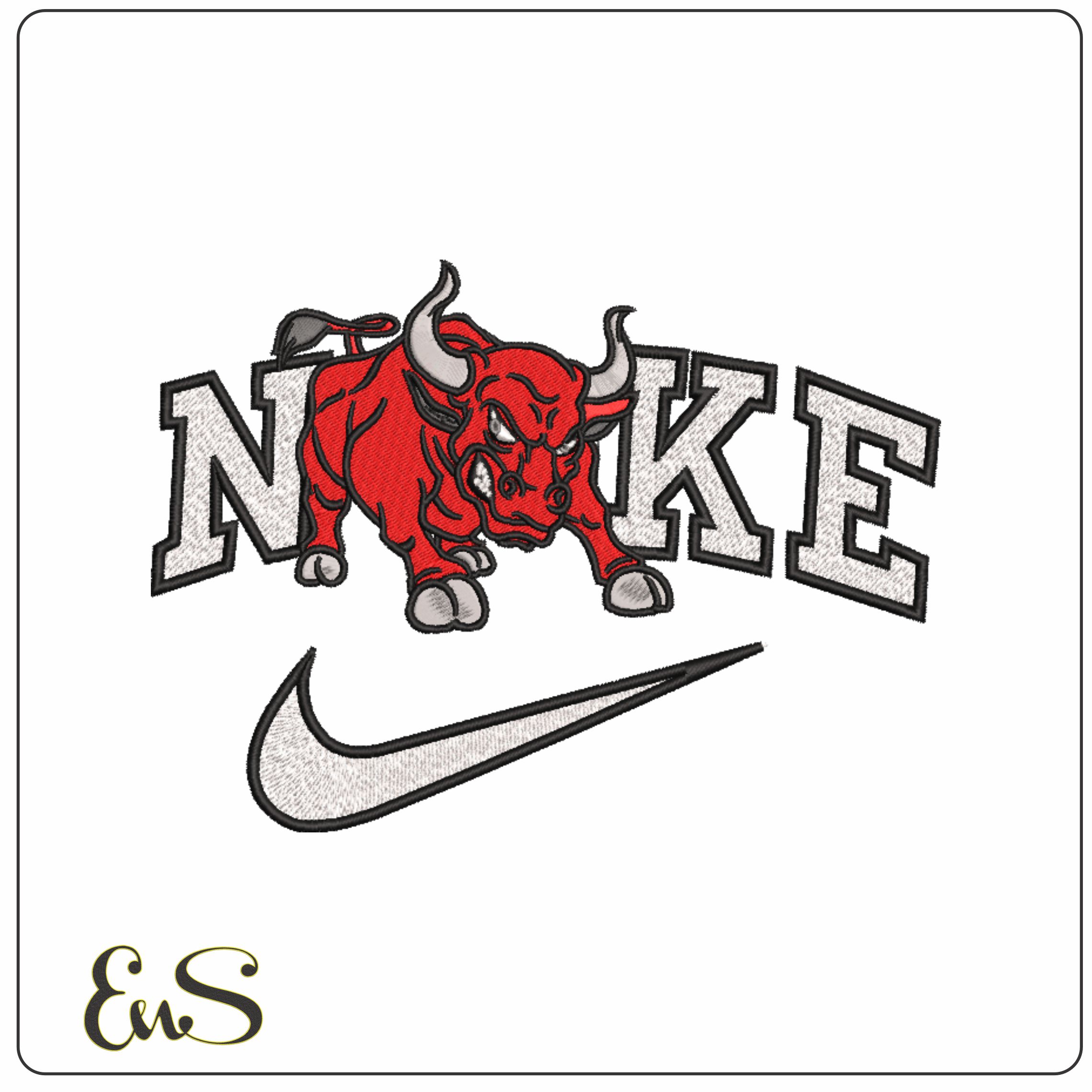 Nike Charging Bulls- Elegant embroidery design file - instant download