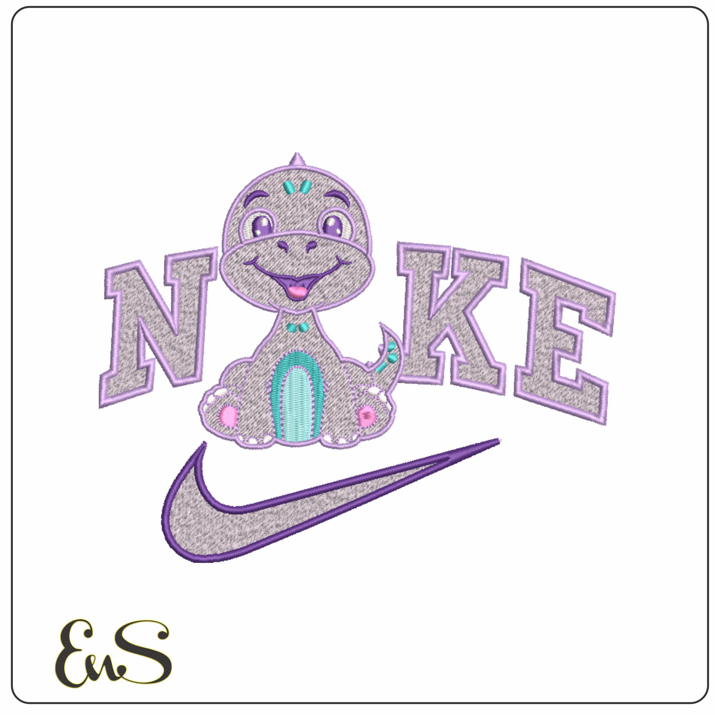Nike Cute Baby Dinosaur- Elegant embroidery design file - instant download