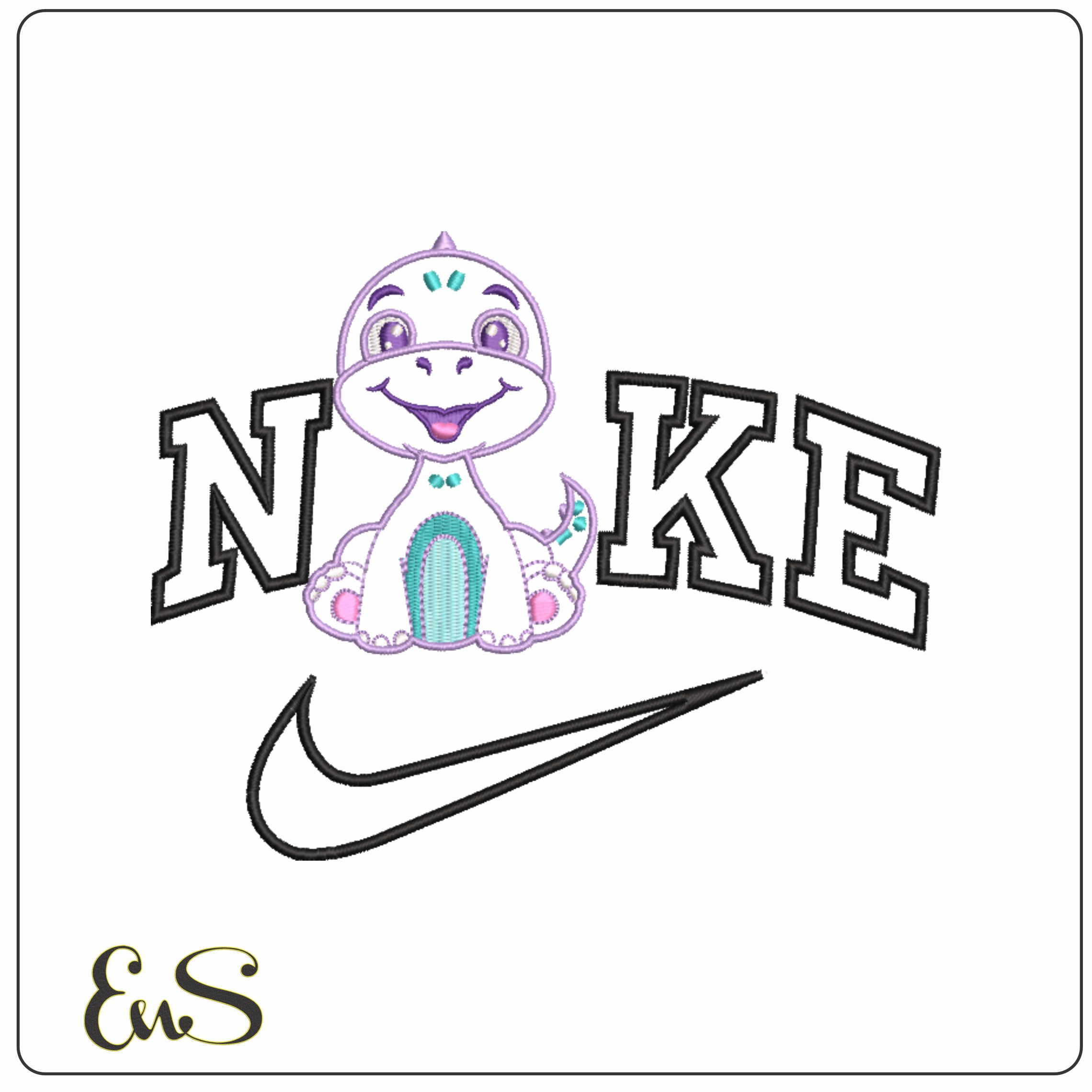 Nike Cute Dinosaur Applique- Elegant embroidery design file - instant download