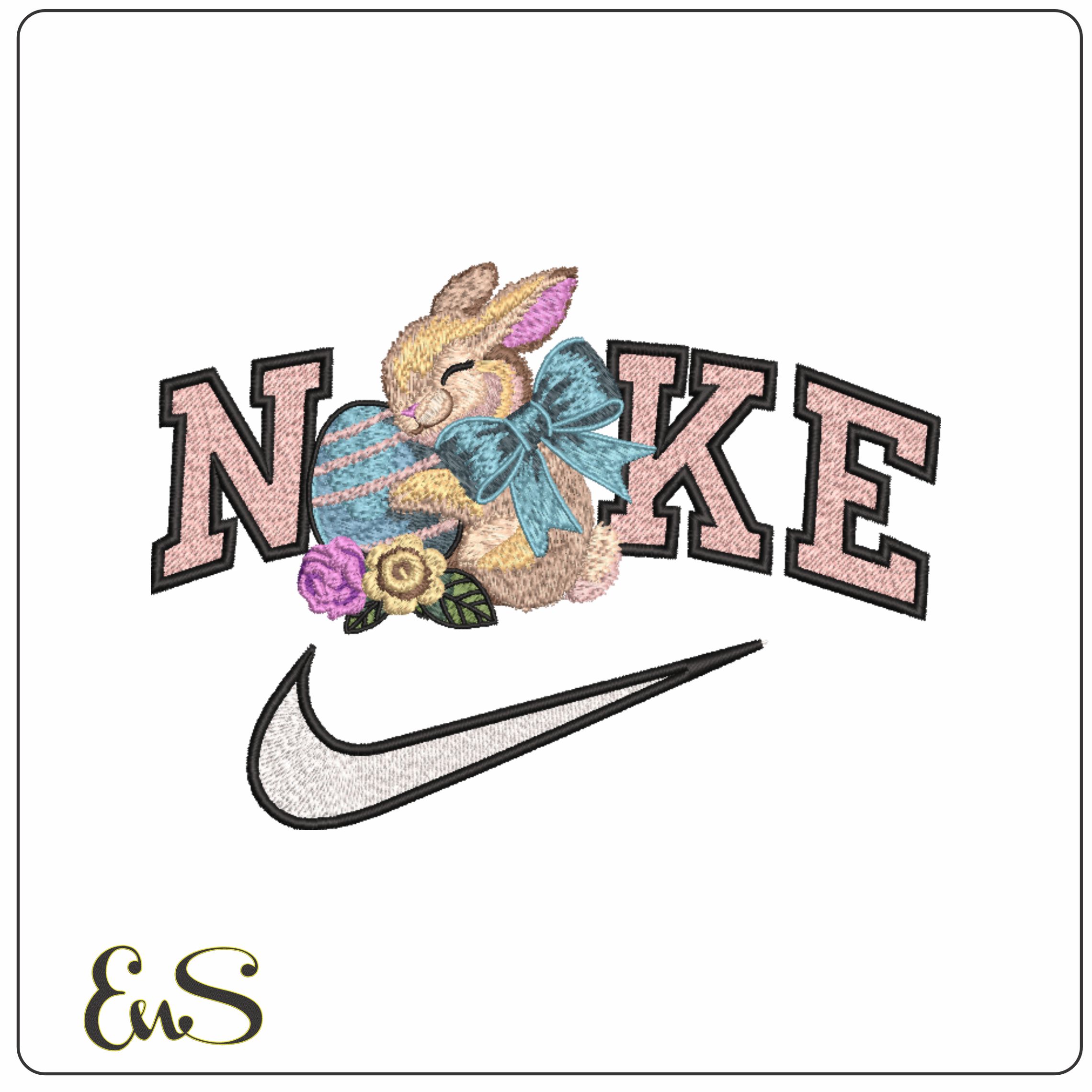 Nike Cute Easter Bunny- Elegant embroidery design file - instant download
