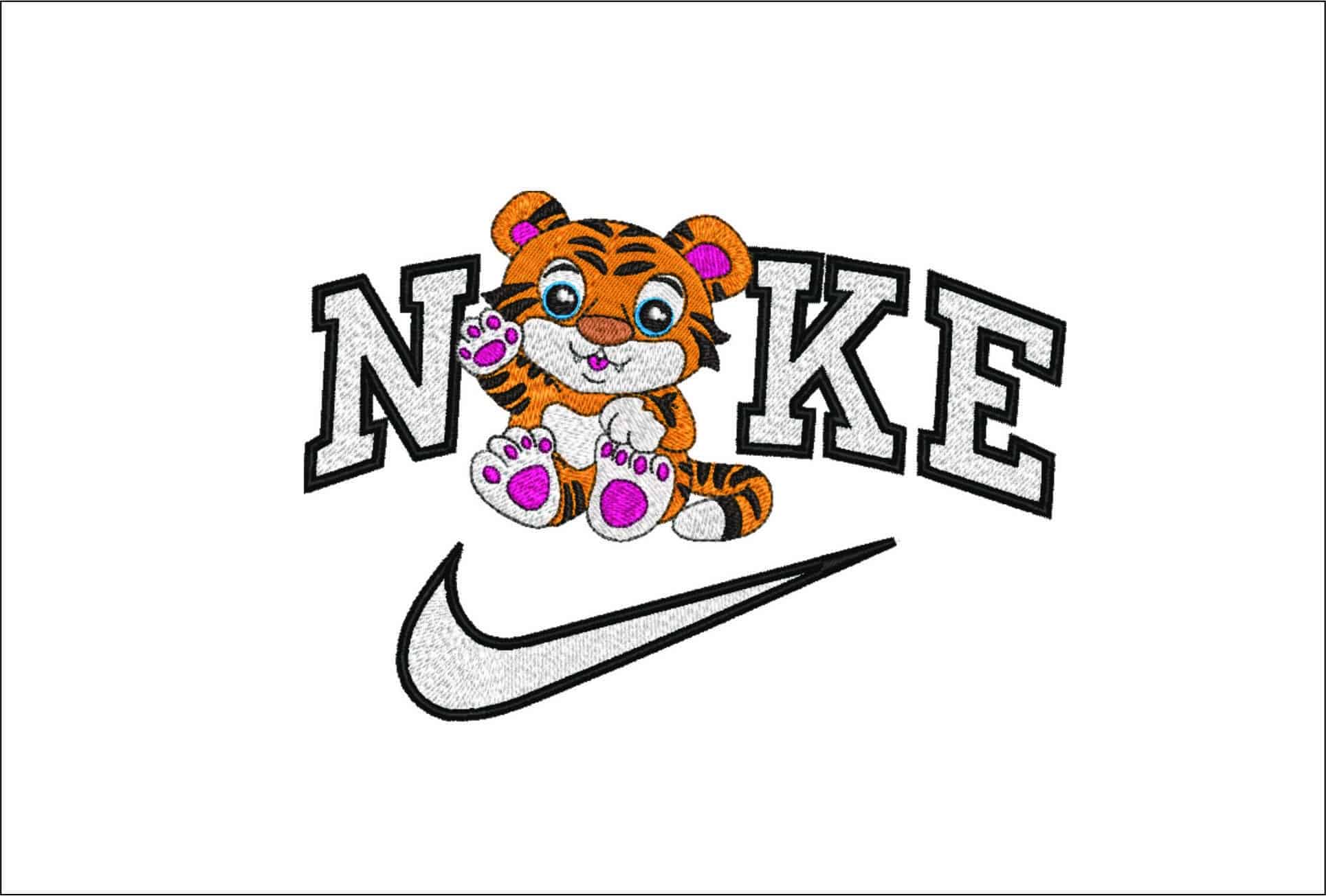 Nike Cute Kids Tiger- Elegant embroidery design file - instant download