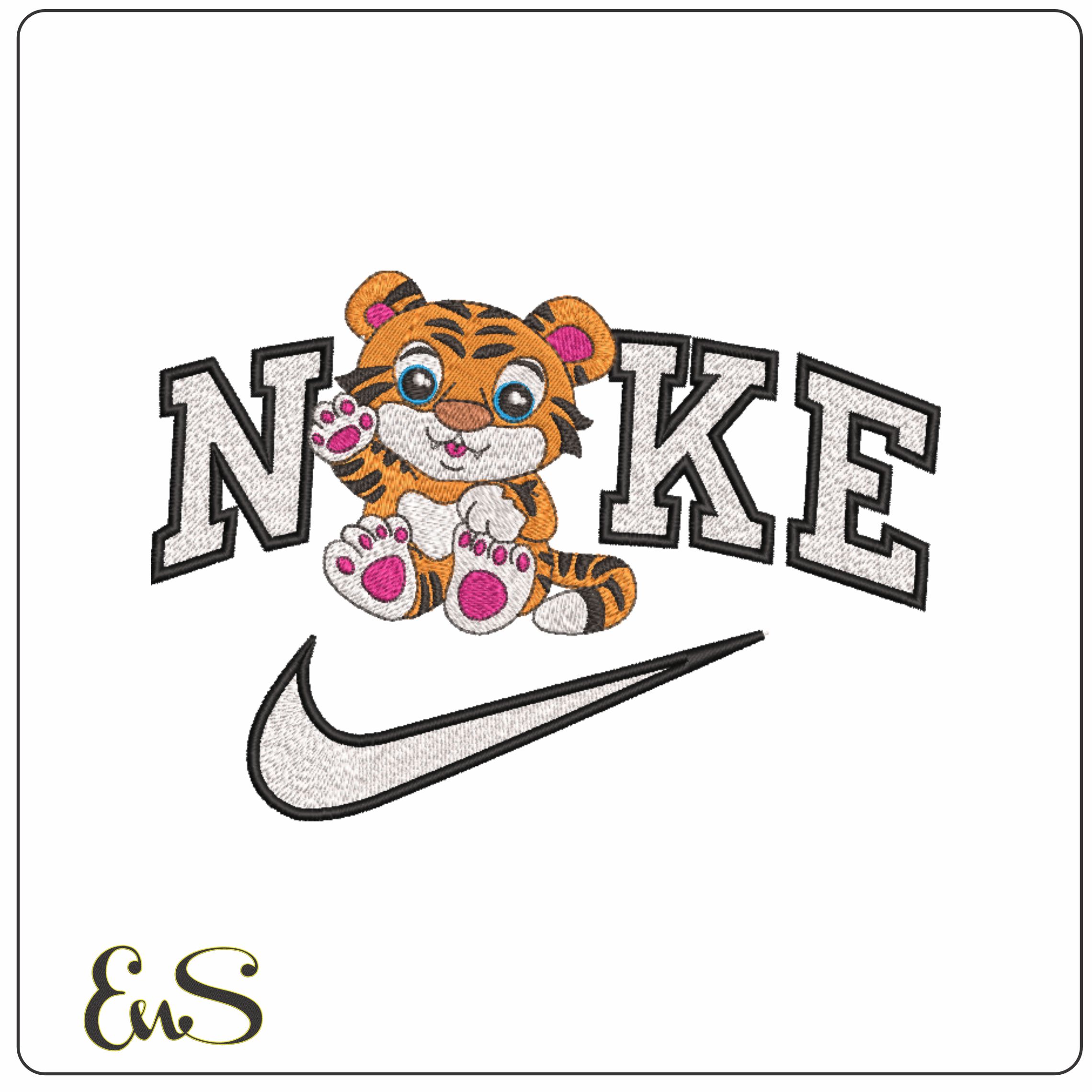 Nike Cute Kids Tiger- Elegant embroidery design file - instant download