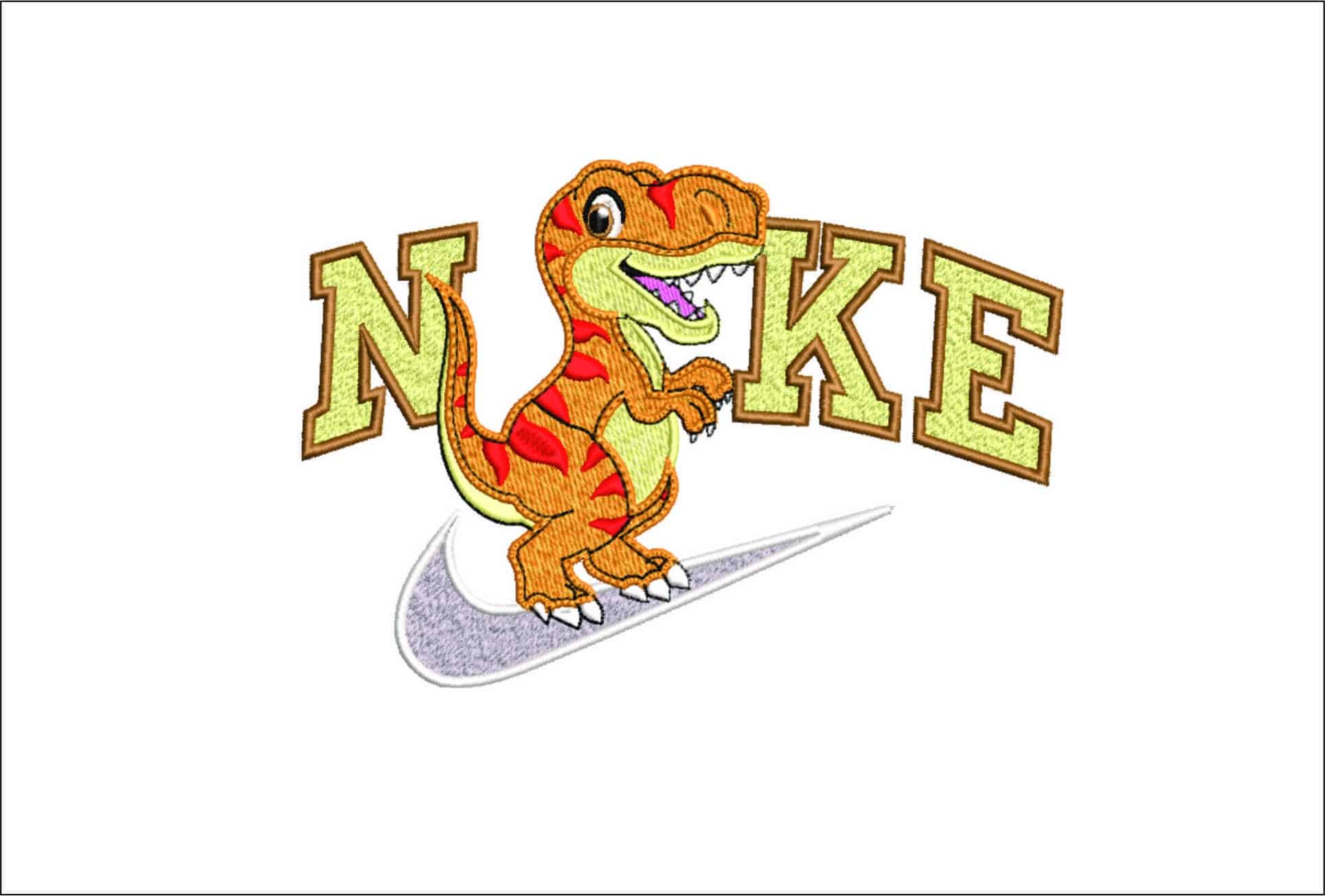 Nike Cute T Rex- Elegant embroidery design file - instant download