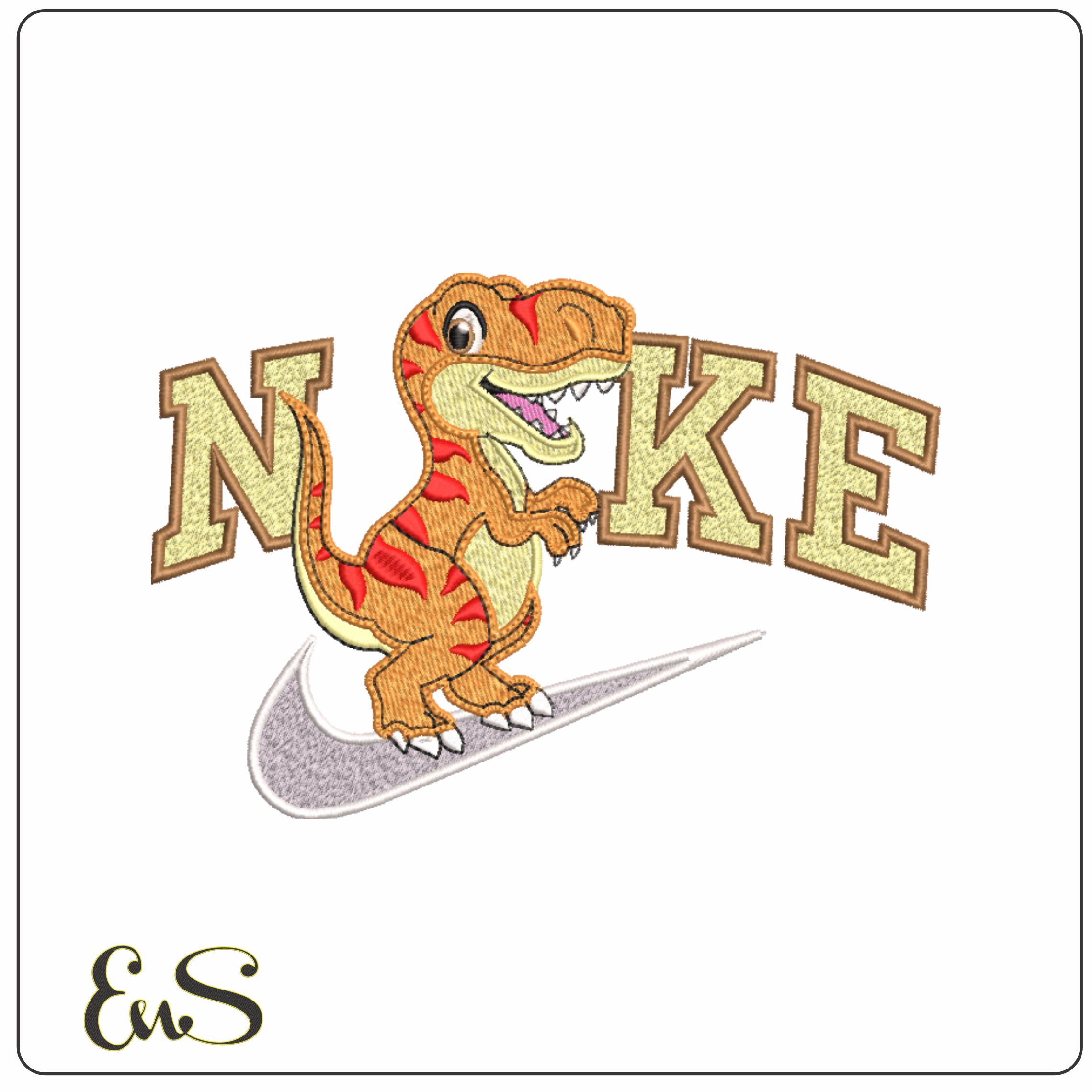 Nike Cute T Rex- Elegant embroidery design file - instant download