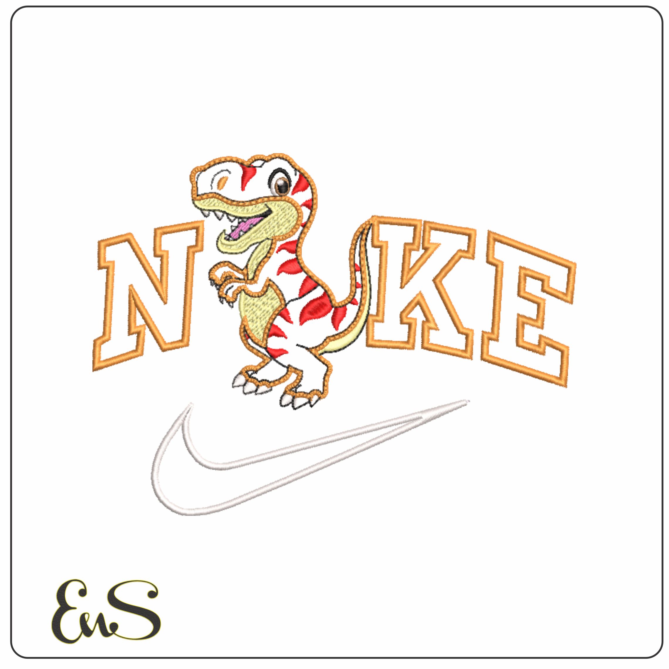 Nike Cute T Rex Applique- Elegant embroidery design file - instant download