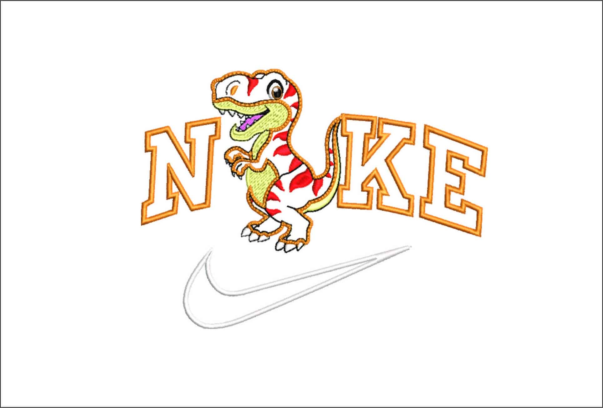 Nike Cute T Rex Applique- Elegant embroidery design file - instant download