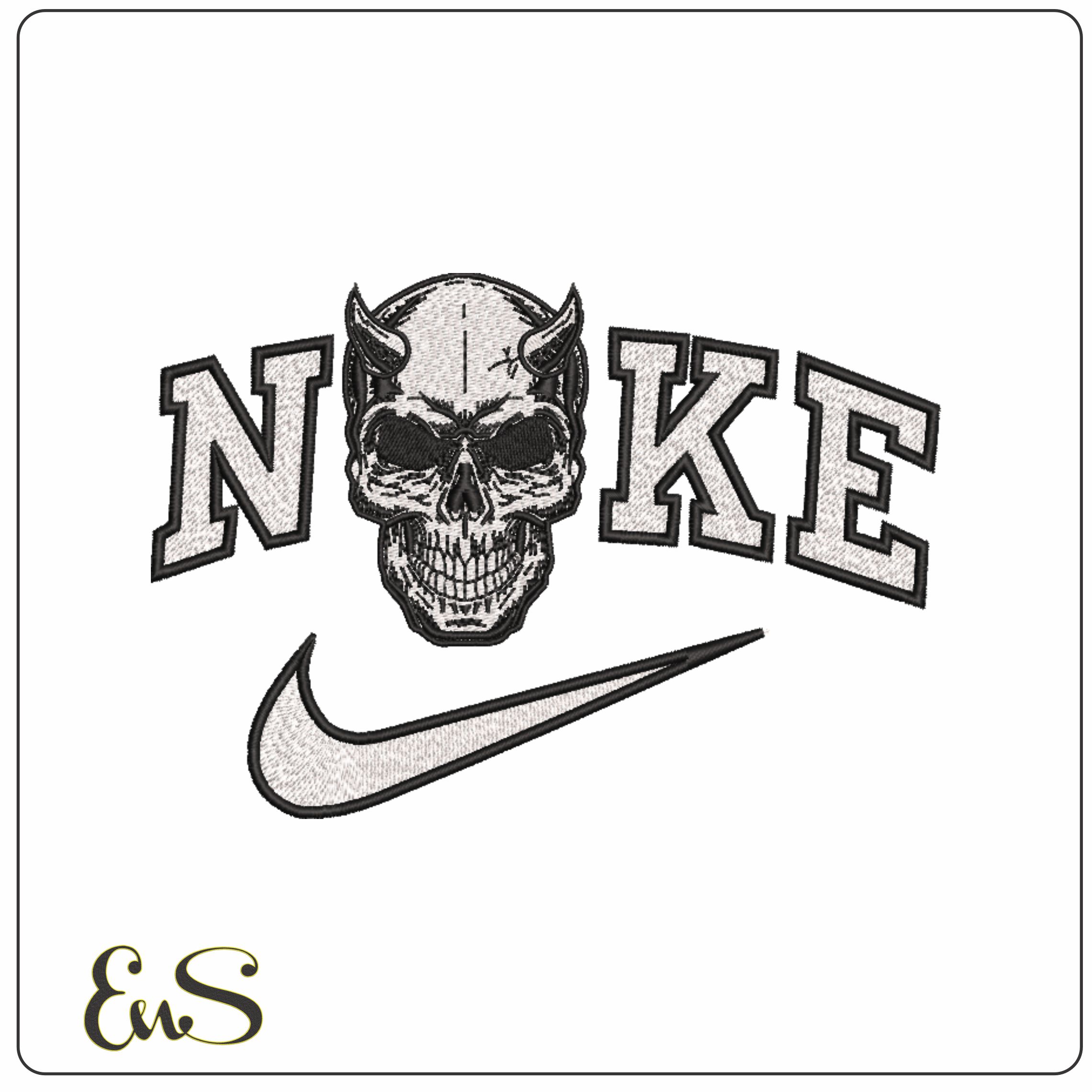 Nike Devil Skull- Elegant embroidery design file - instant download