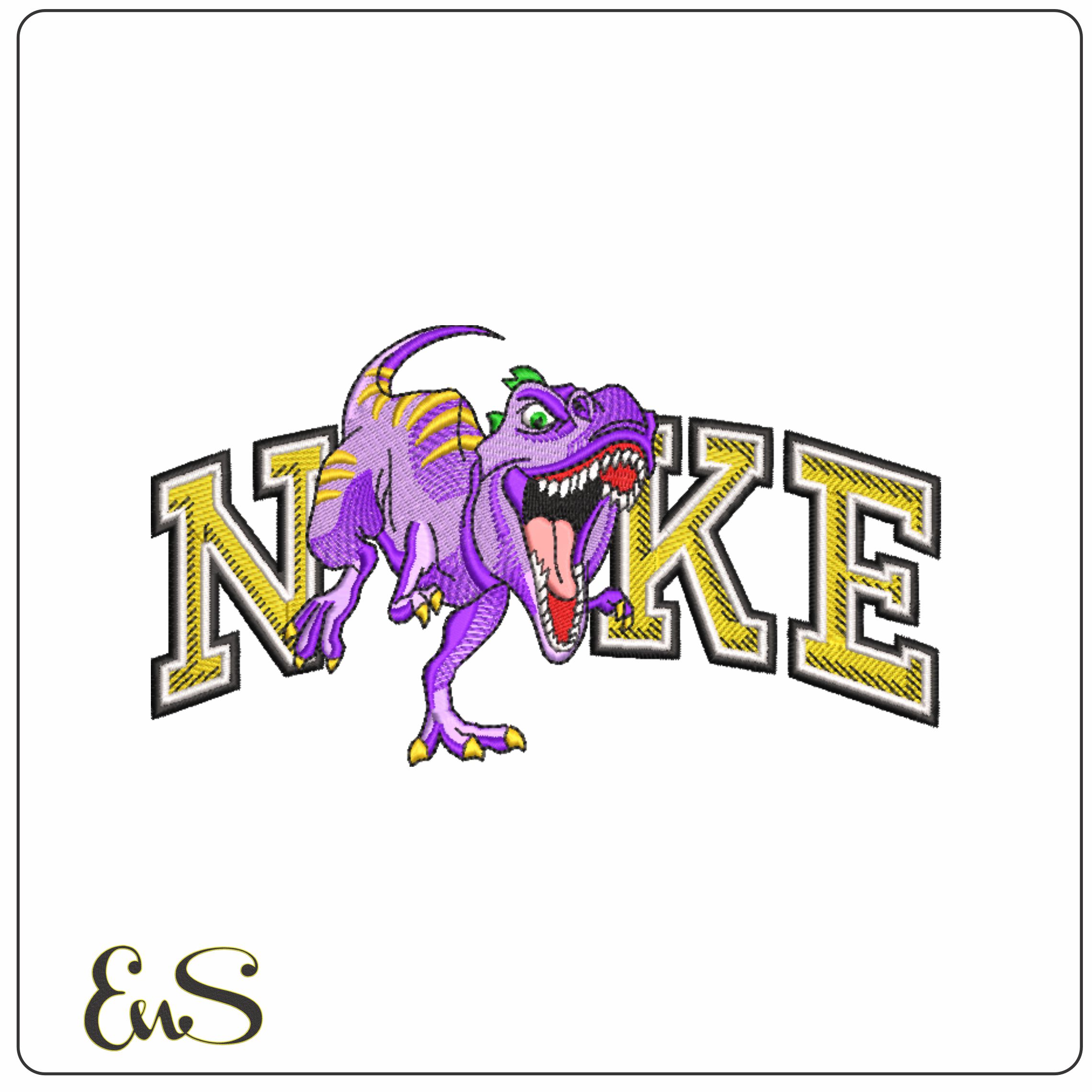 Nike Dinosaur Running- Elegant embroidery design file - instant download
