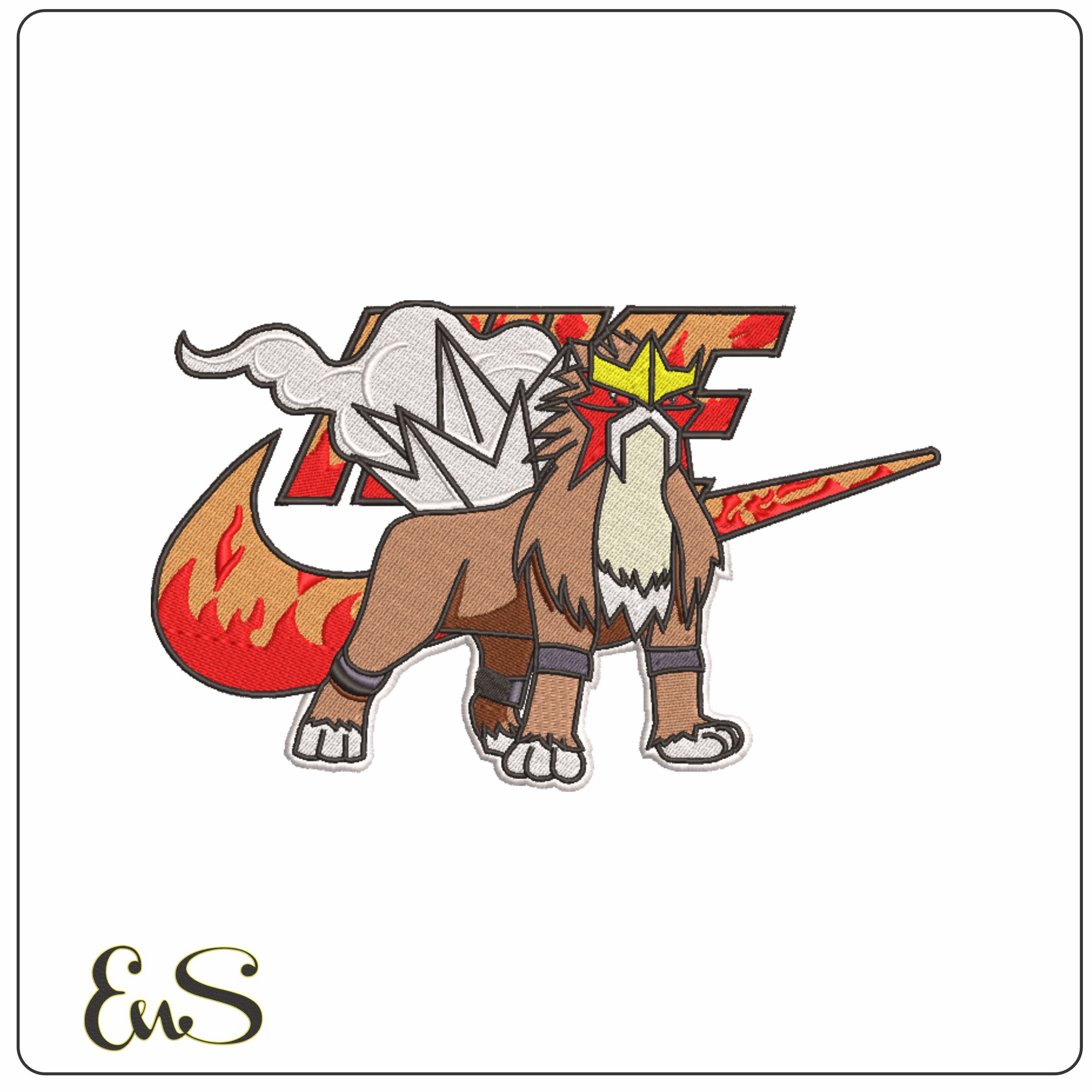 Nike Entei - Pokemon- Elegant embroidery design file - instant download
