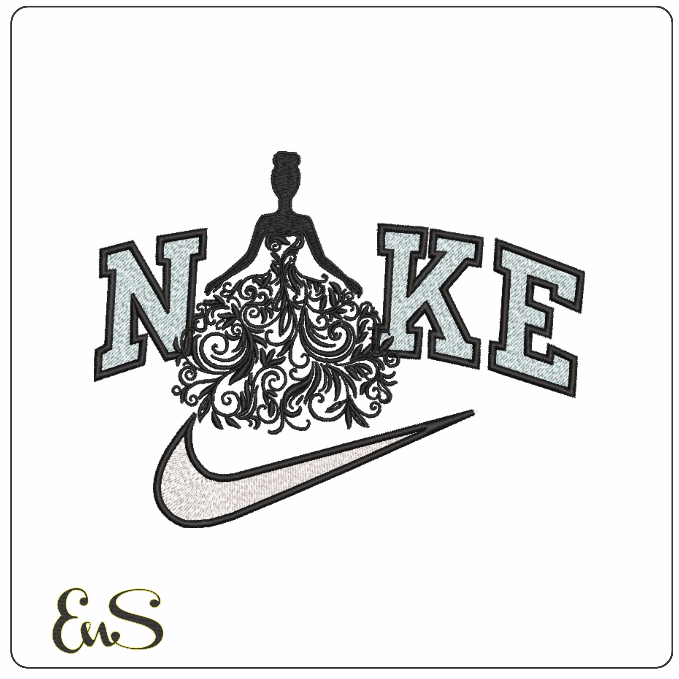 Nike Flower Doll- Elegant embroidery design file - instant download