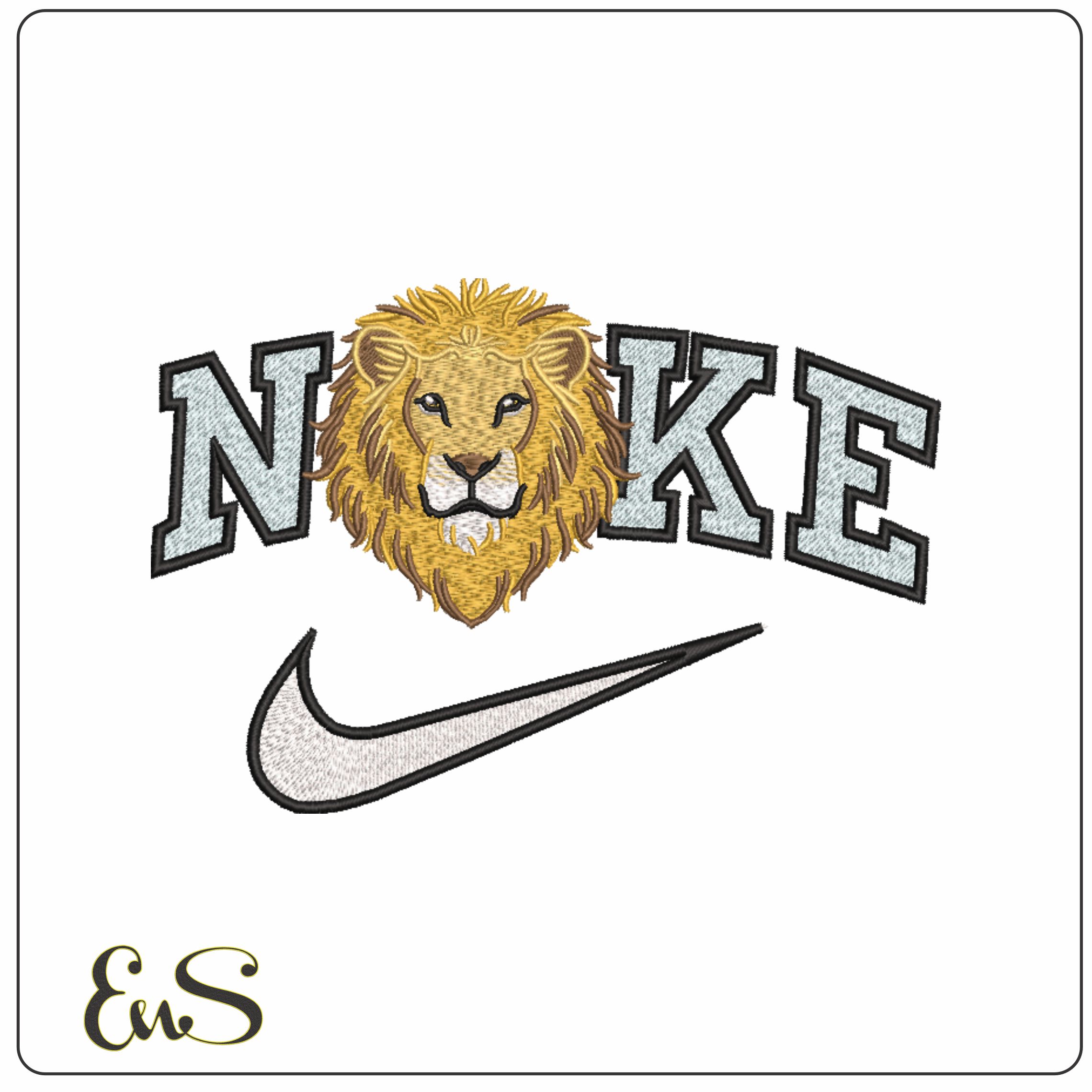 Nike Golden Lion Face- Elegant embroidery design file - instant download