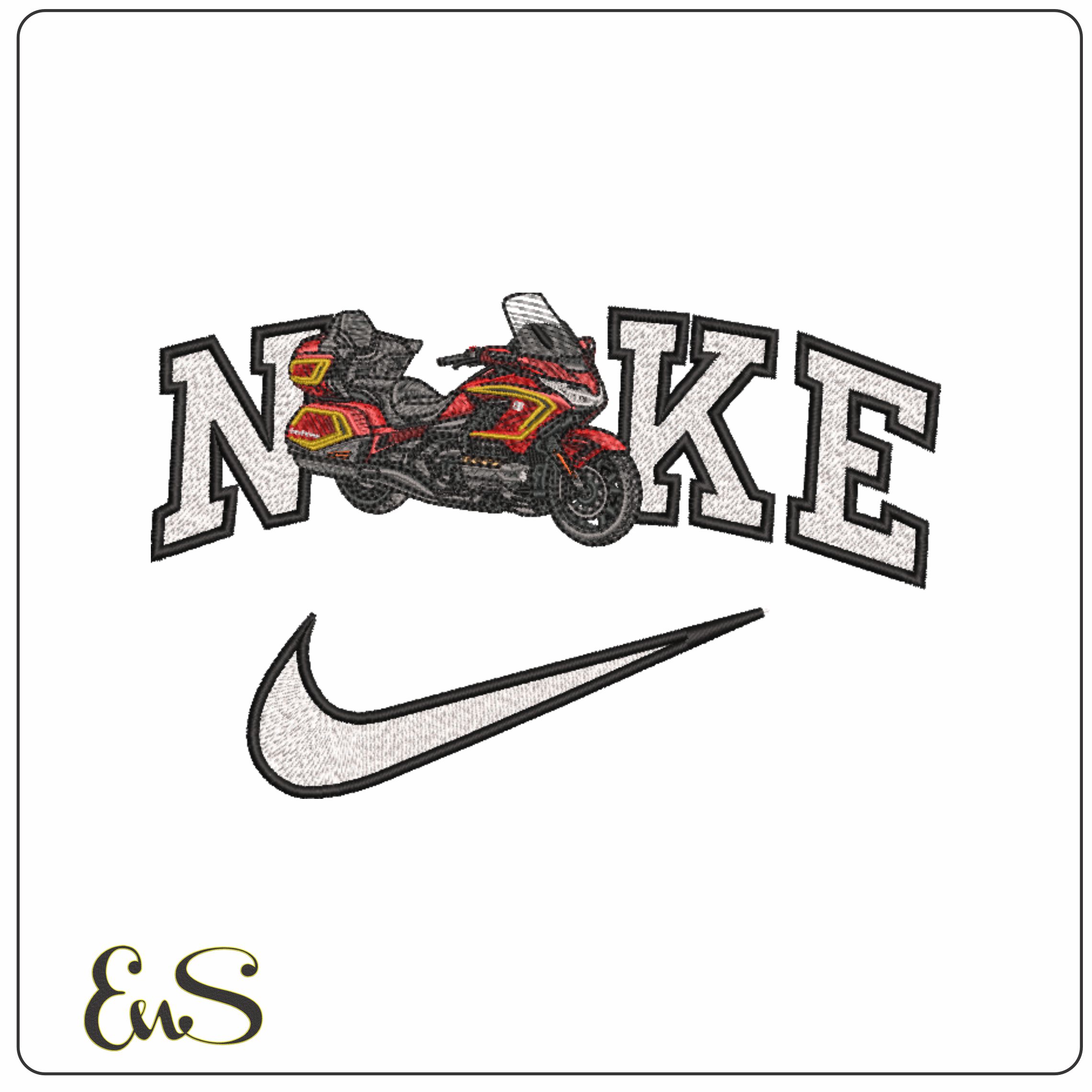 Nike Goldwing Motorbike- Elegant embroidery design file - instant download