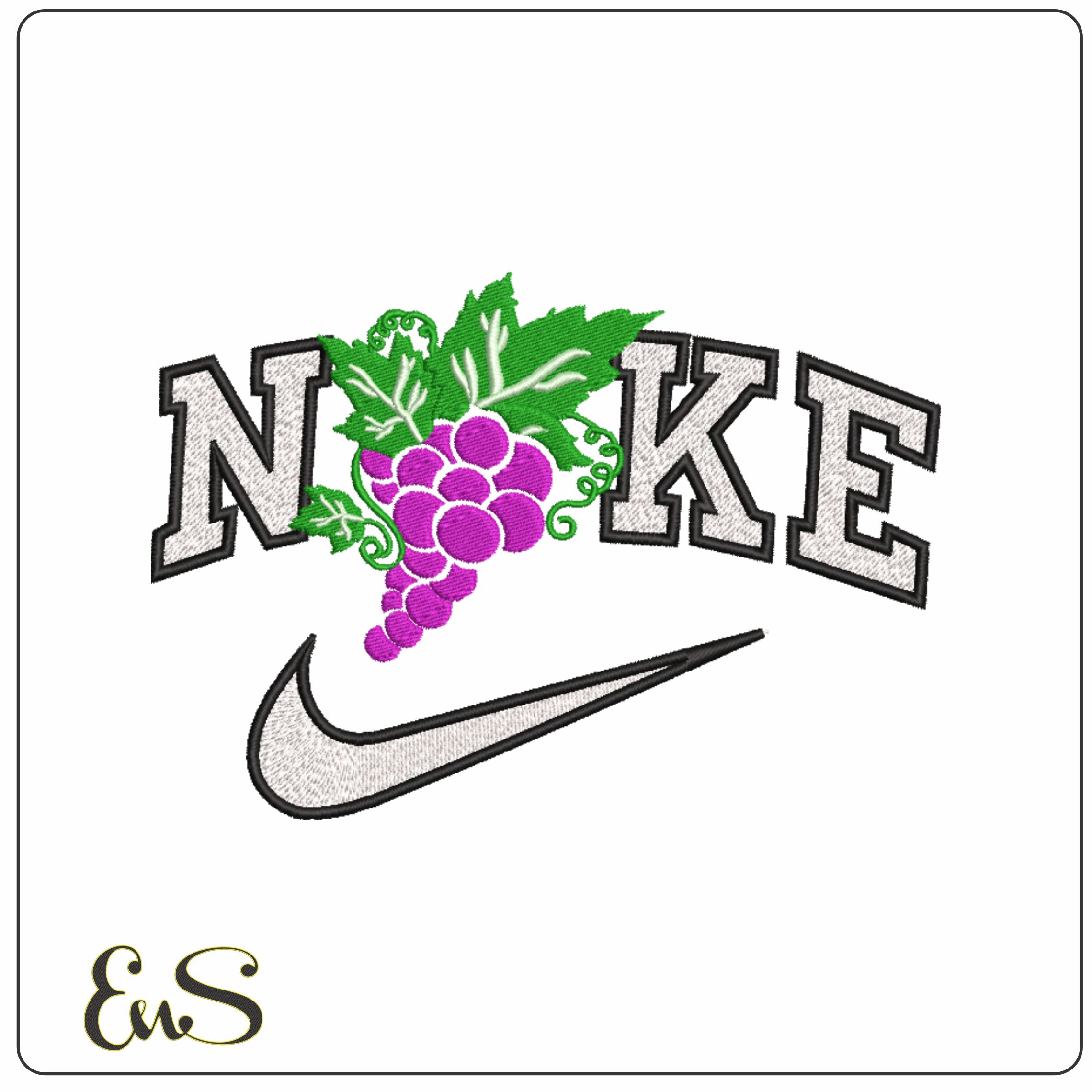 Nike Grapes and Vine- Elegant embroidery design file - instant download