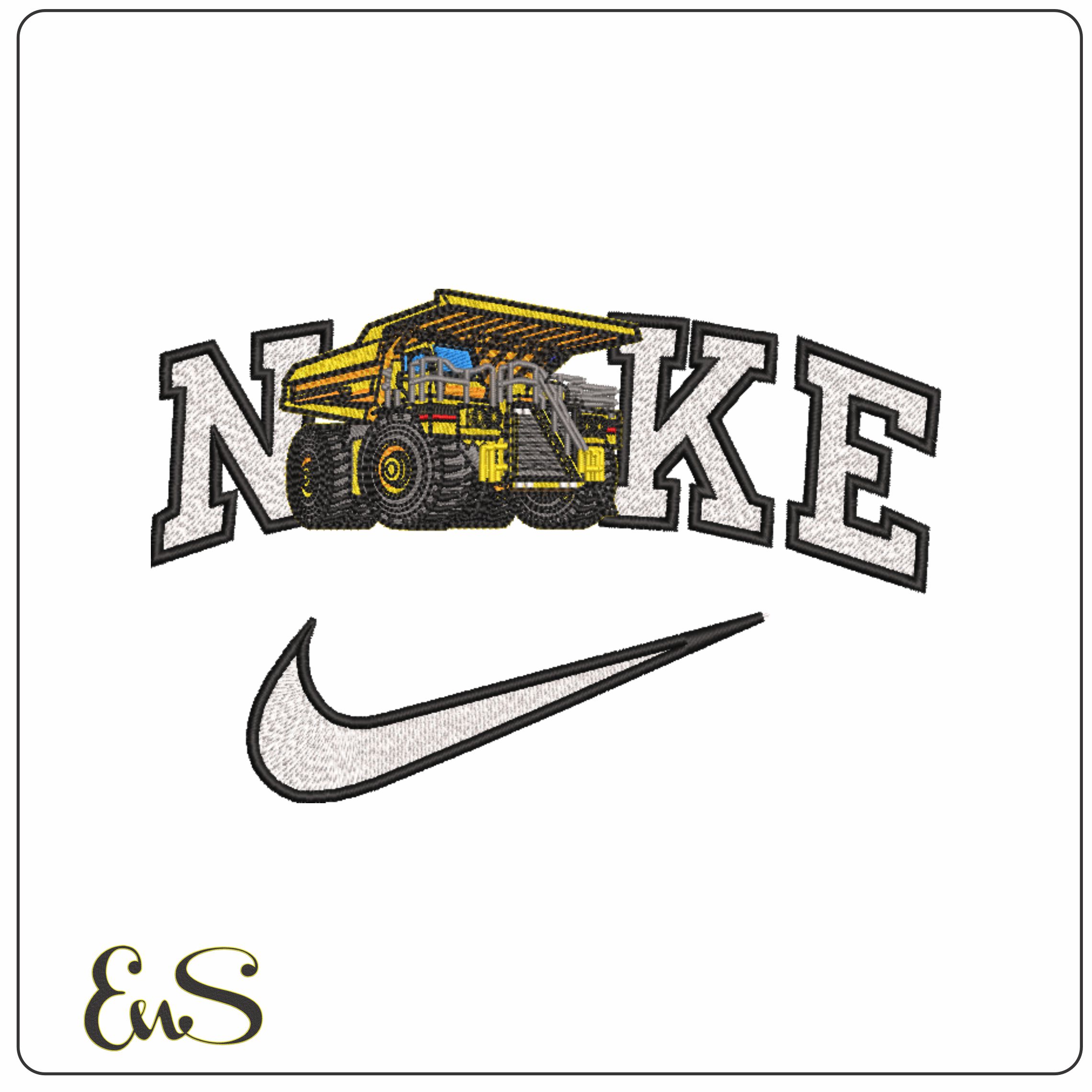 Nike Heavy Loader Dump Truck- Elegant embroidery design file - instant download