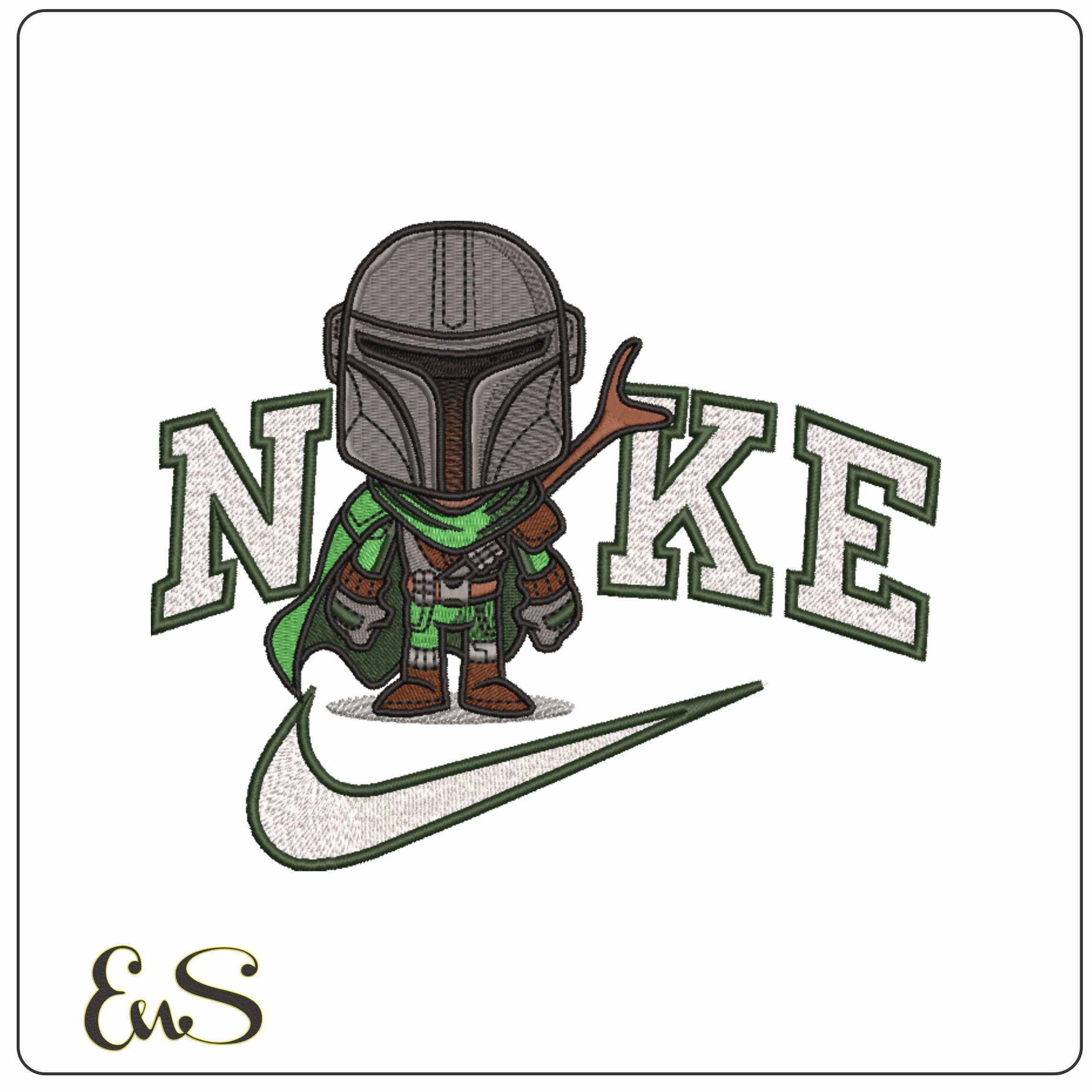 Nike Mandalorian Cartoon- Elegant embroidery design file - instant download