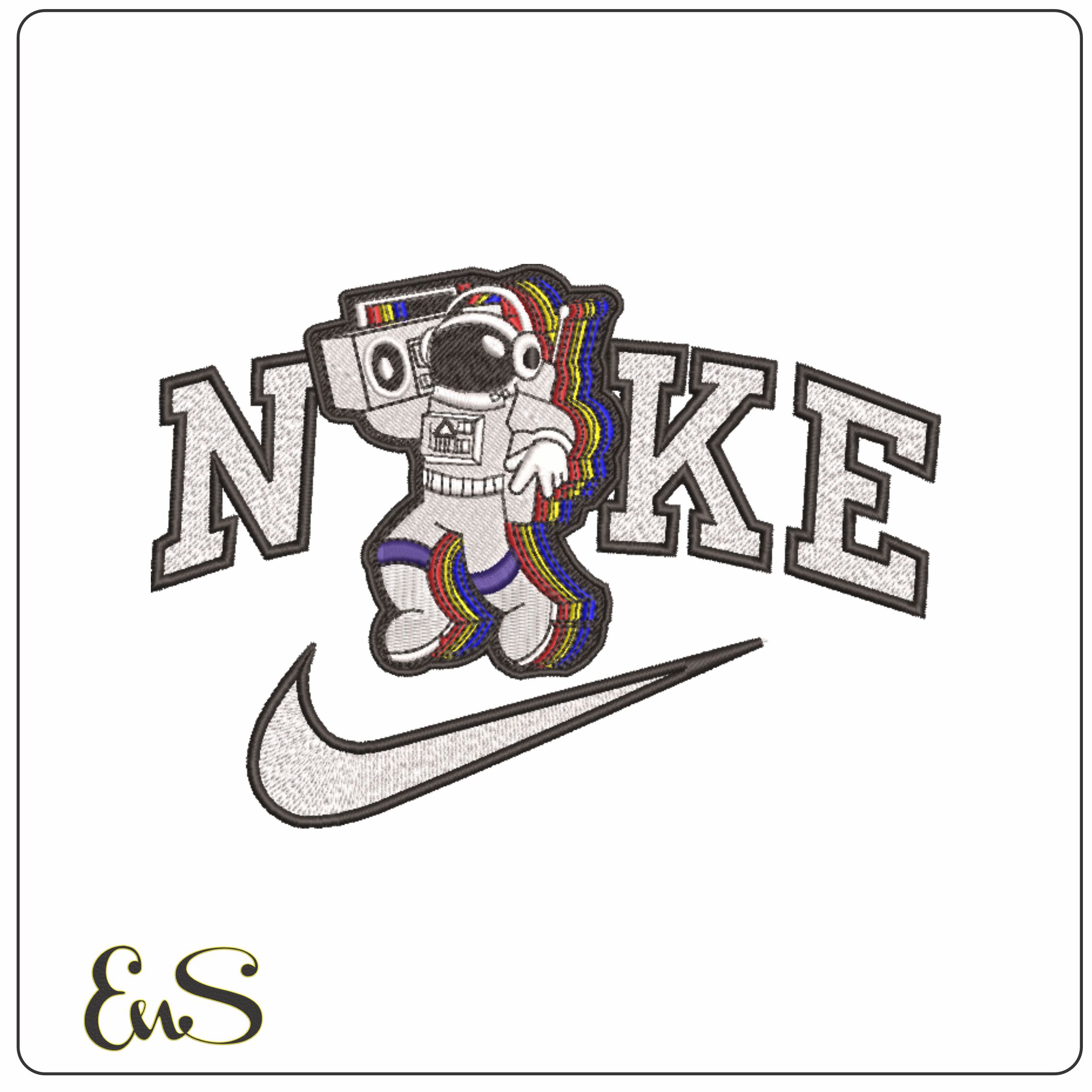 Nike MTV Astronaut- Elegant embroidery design file - instant download