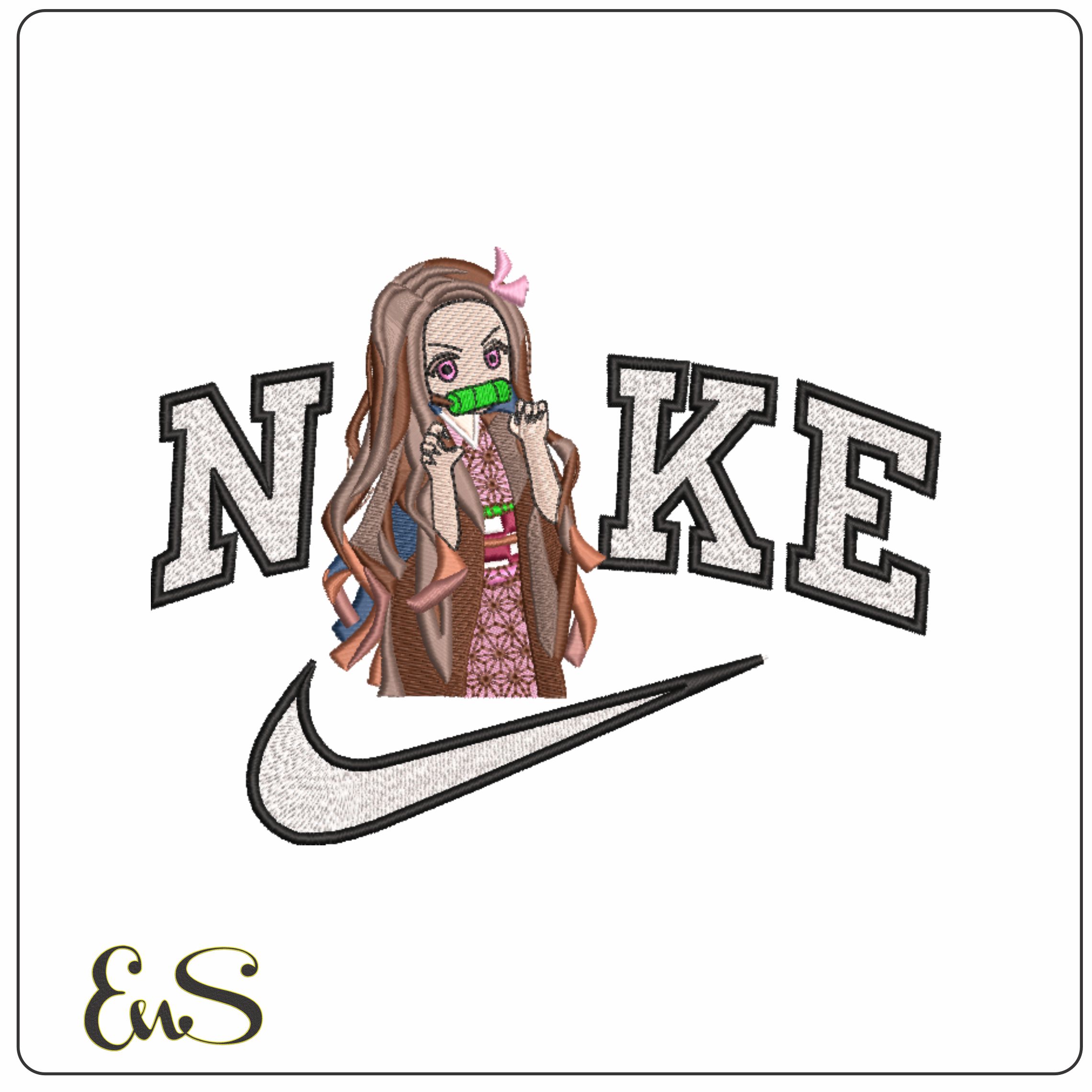 Nike Nezuko Kamado - Anime- Elegant embroidery design file - instant download