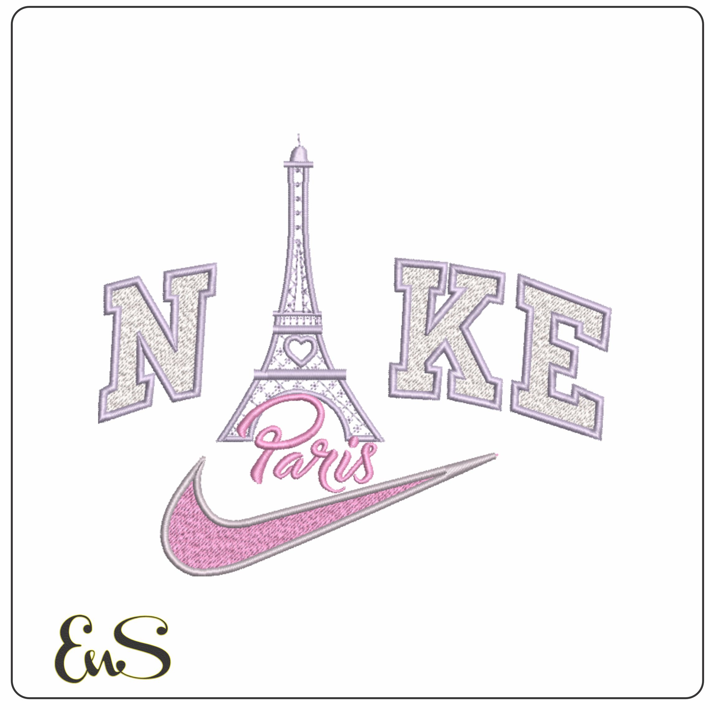 Nike Paris Eifel Tower- Elegant embroidery design file - instant download