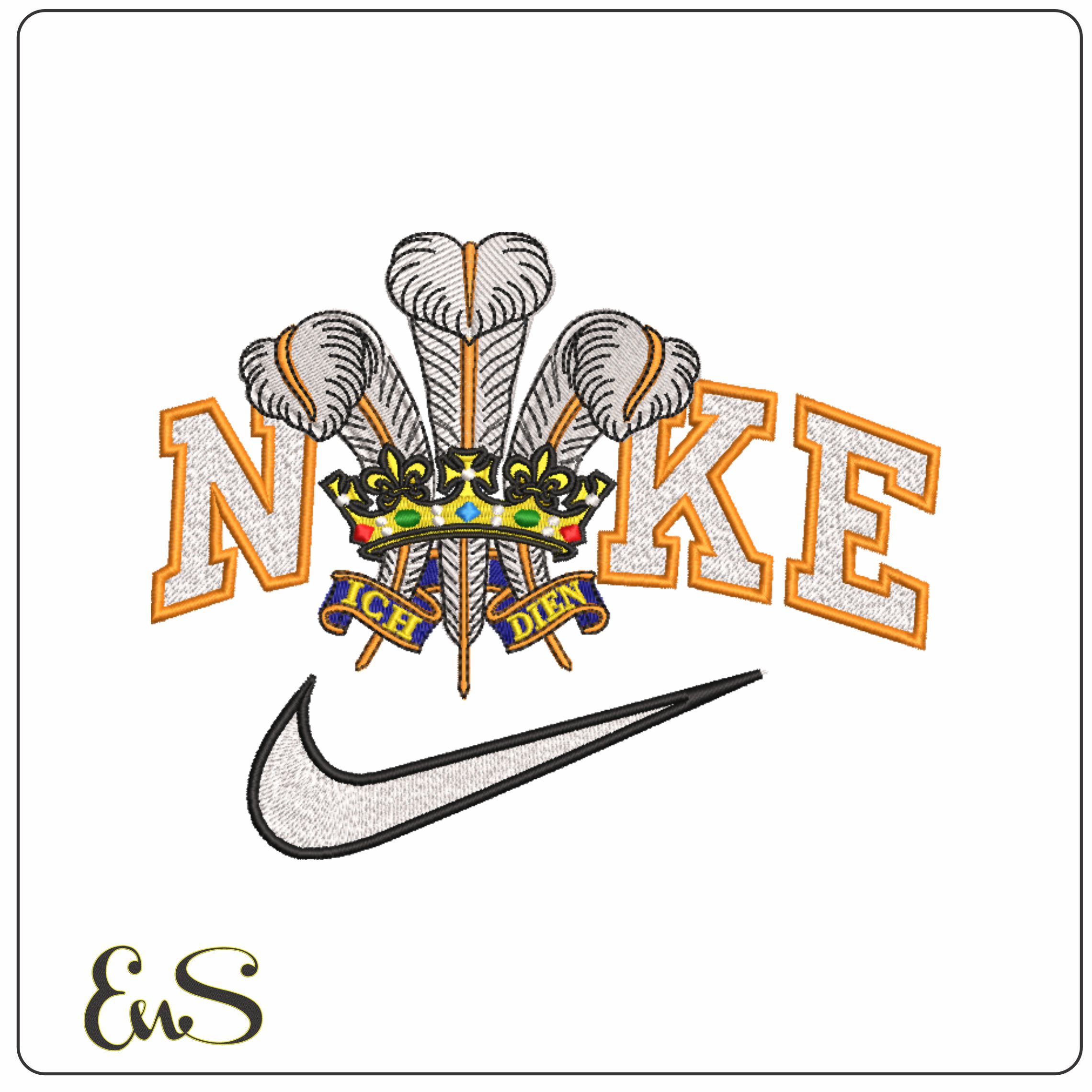 Nike Prince of Wales Feathers- Elegant embroidery design file - instant download