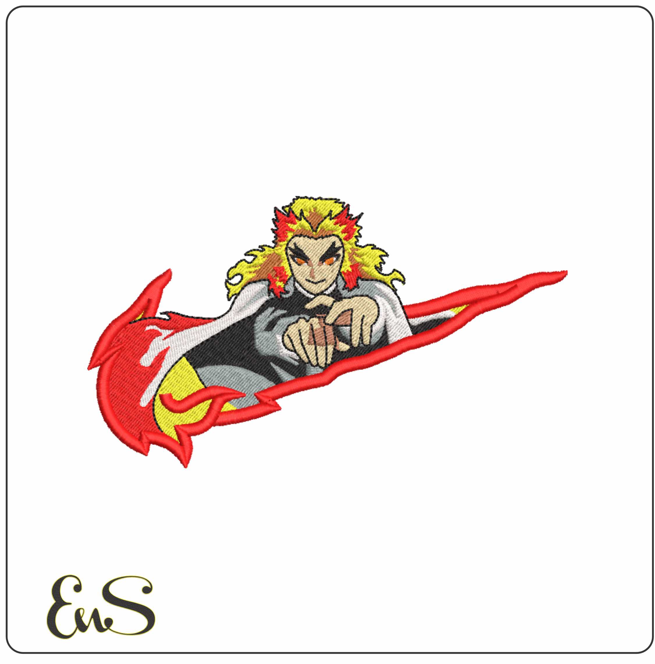 Nike Rengoku - Anime- Elegant embroidery design file - instant download