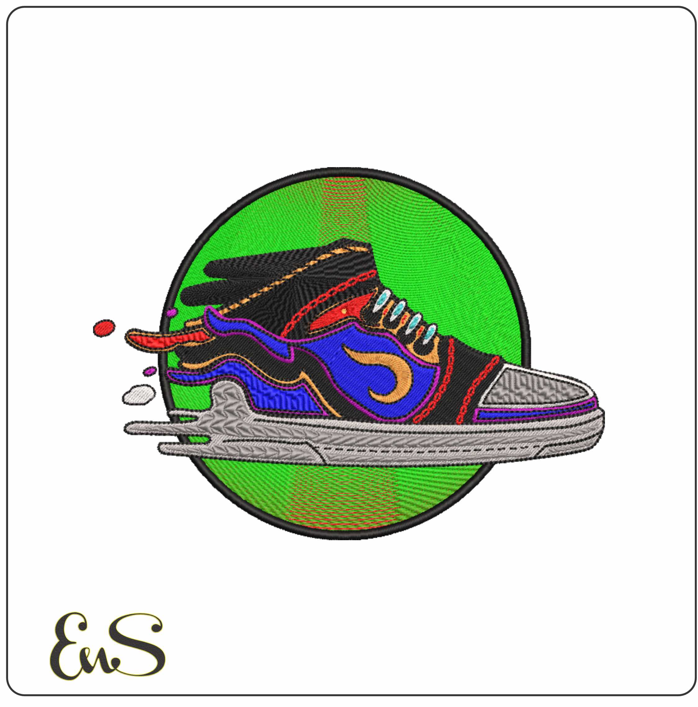 Nike Shoe- Elegant embroidery design file - instant download