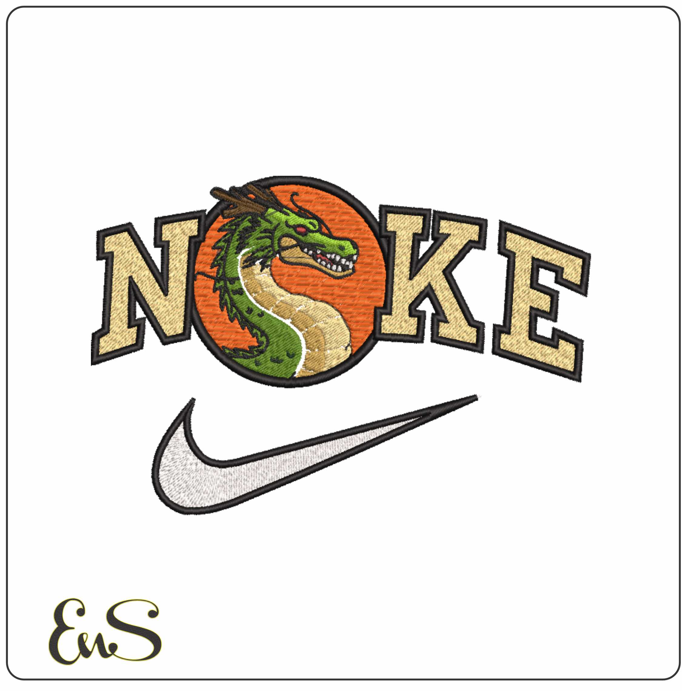 Nike Shenron Dragon- Elegant embroidery design file - instant download