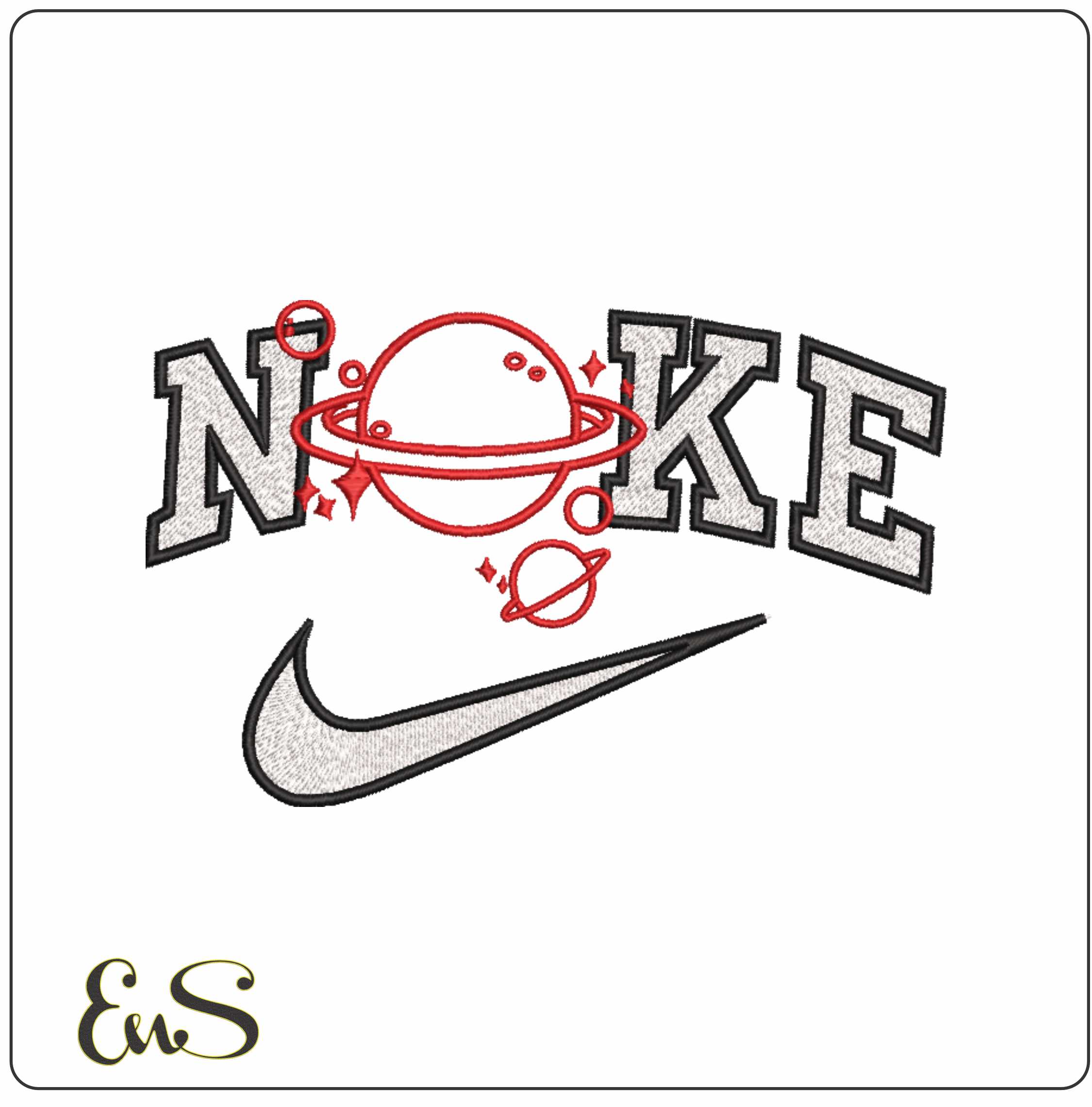 Nike Solar System- Elegant embroidery design file - instant download