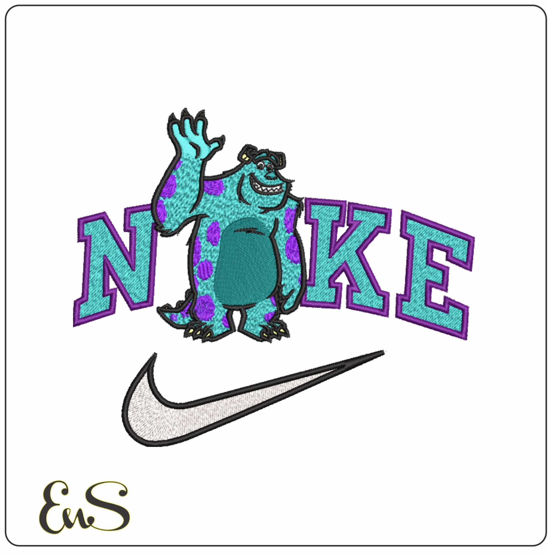 Nike Sulley - Sullivan Monsters Inc- Elegant embroidery design file - instant download