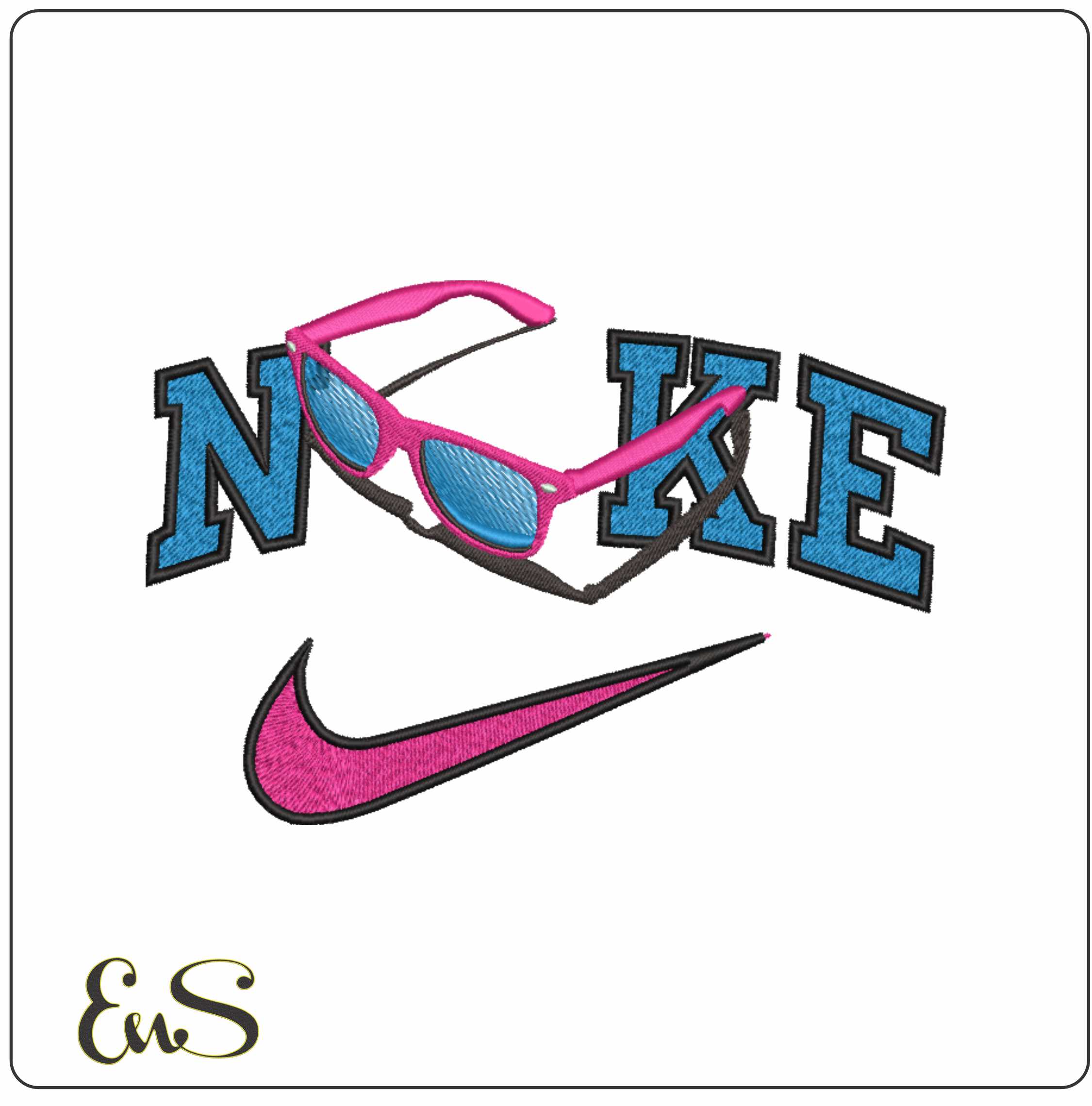 Nike Sun Glasses- Elegant embroidery design file - instant download