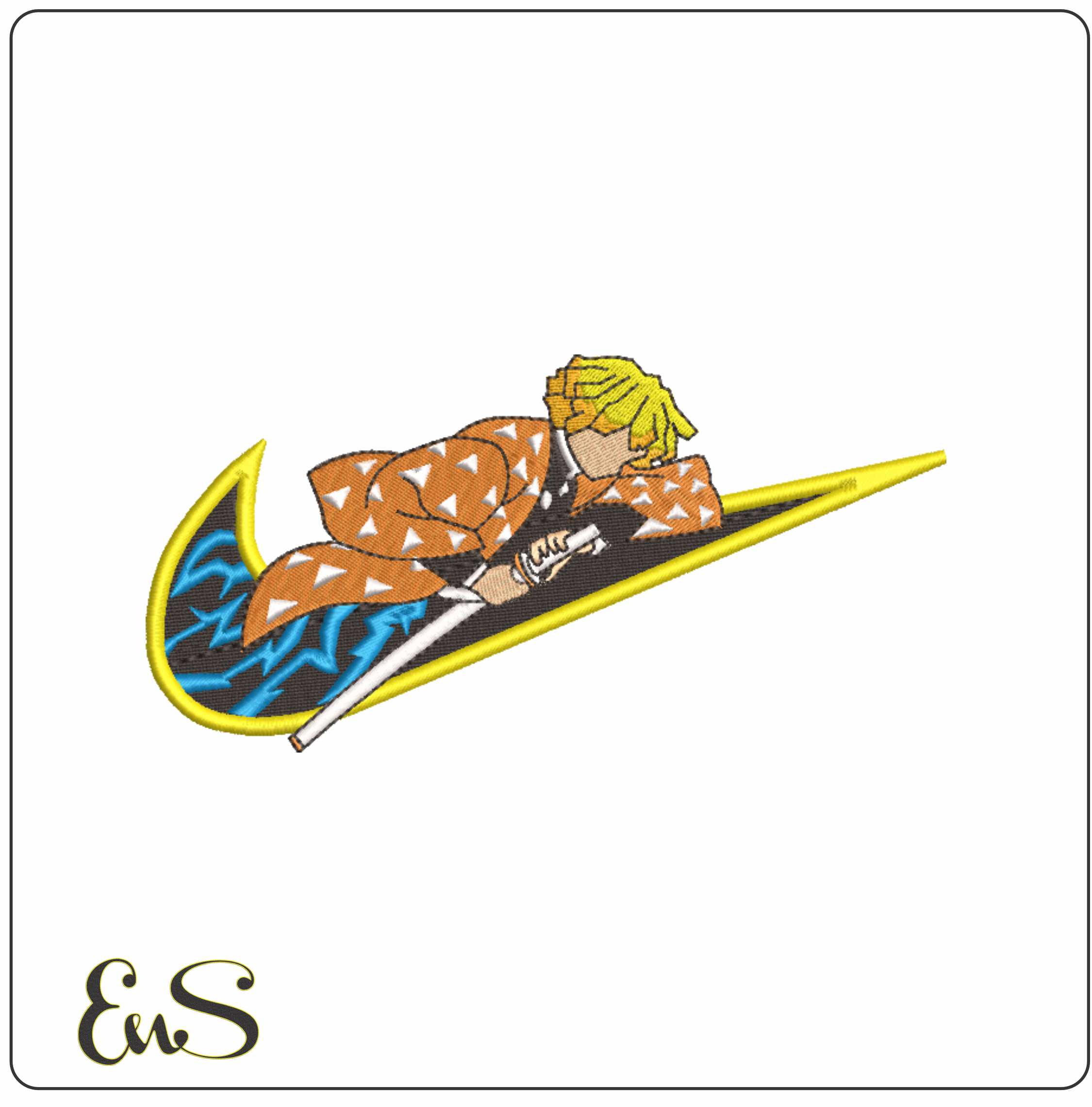 Nike Swoosh Agastuma Zenitsu - Anime- Elegant embroidery design file - instant download